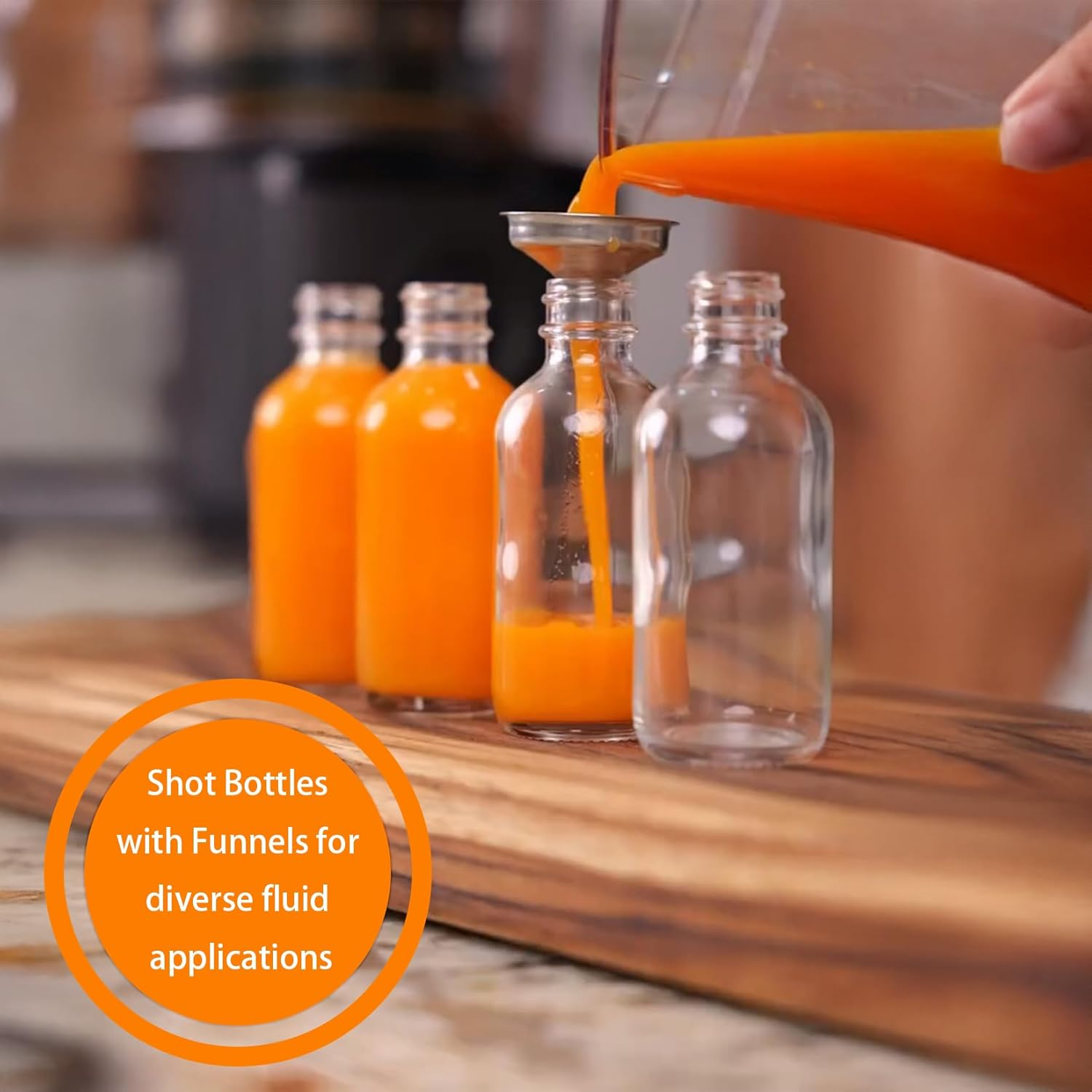 DIDITIME 6 Pack 2 Oz Juice Bottles with Lids & Stainless Steel Funnels, Wellness Ginger Shots Bottles, Mini Travel Bottles, 60Ml Small Jars with Lids for Potion, Ginger Shots, Oils, Juice image number 6