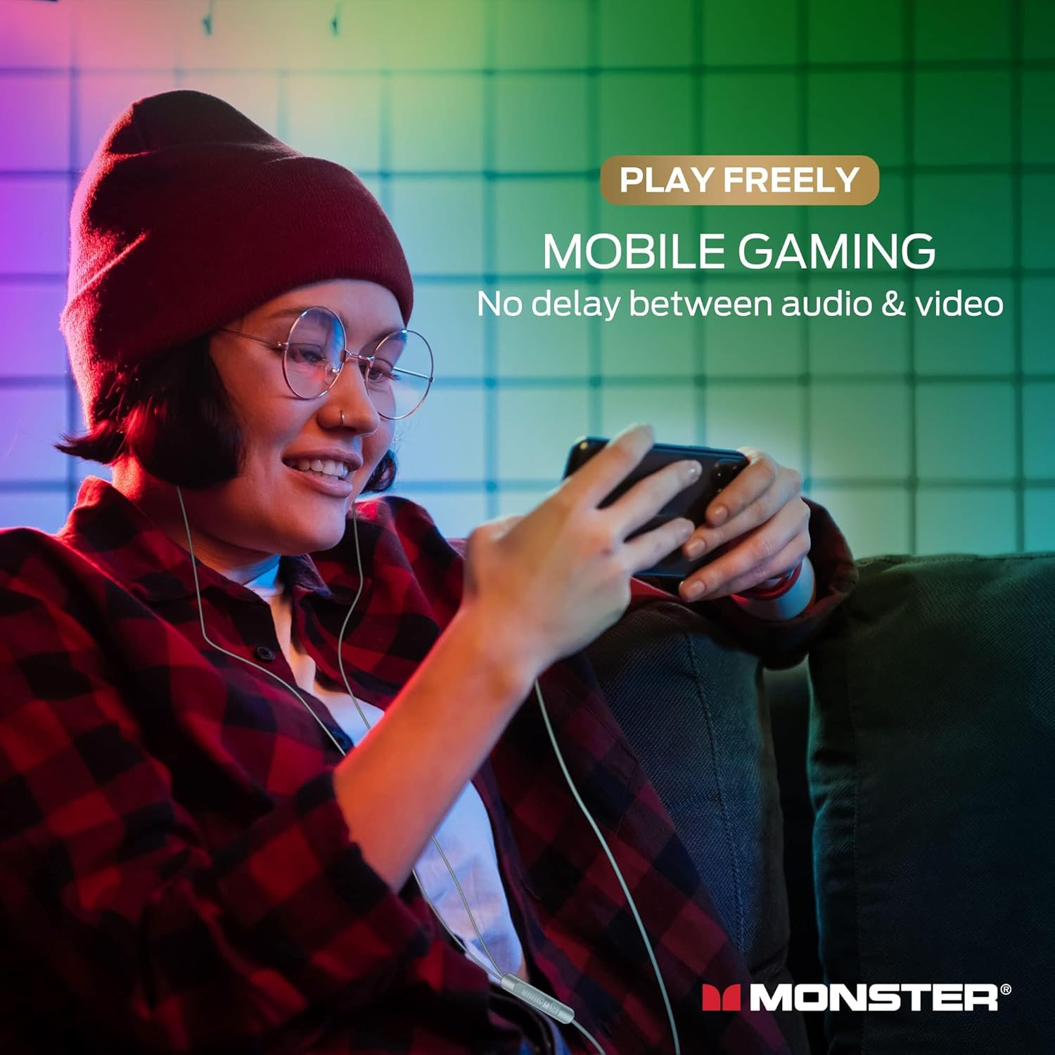 Monster GM01 Gaming Earbuds USB-C Wired Headphones - Built-In Microphone & Volume Control with USB-C Cable Connection, Extra Earbud Tips Included, Compatible with USB Type-C Port Devices - Black image number 2