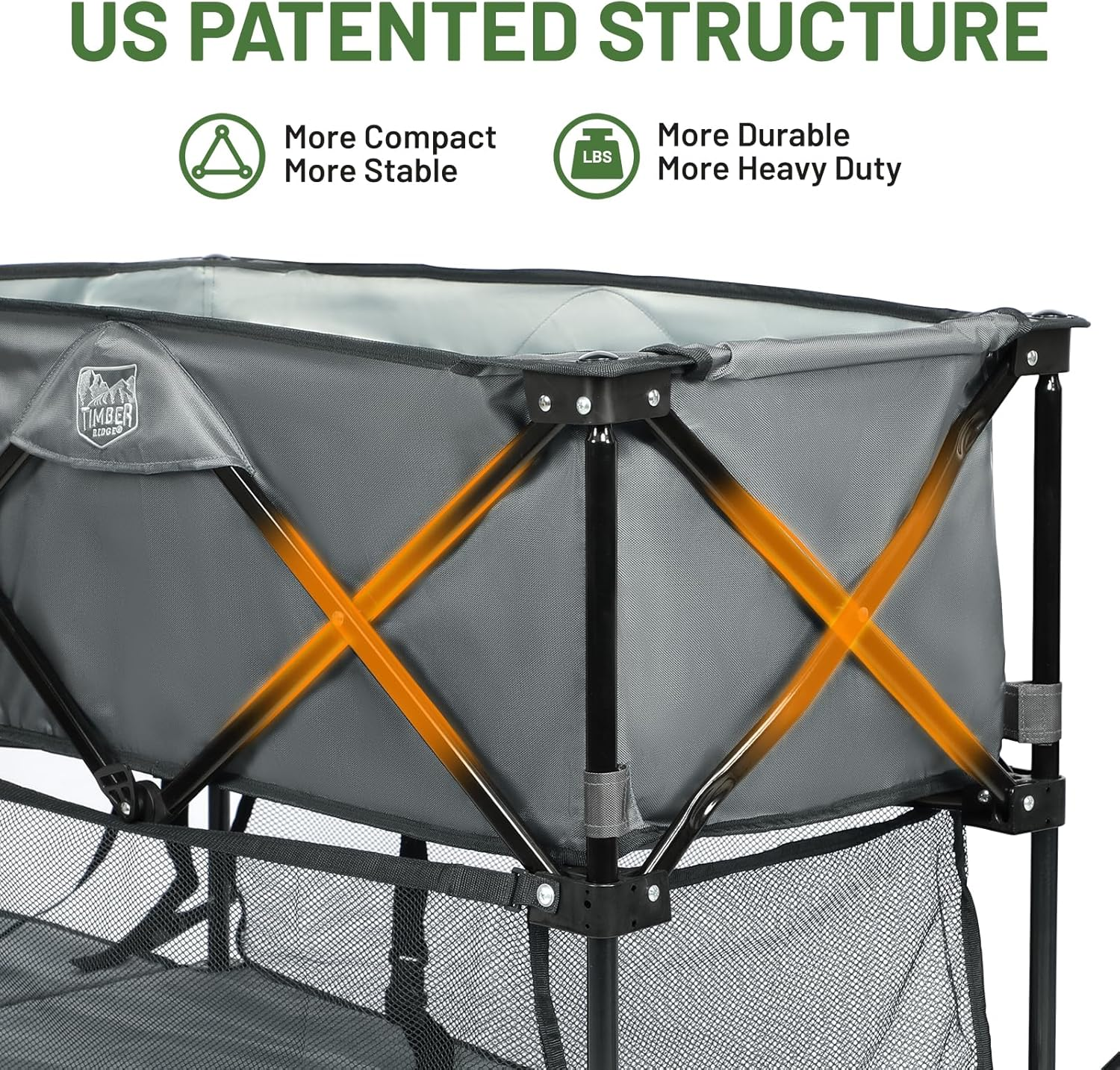 TIMBER RIDGE 400L Large Capacity Folding Double Decker Wagon, 54" Extra Long Extender Wagon Cart, 450Lbs Heavy Duty Collapsible Cart, All-Terrain Big Wheels for Camping, Sports, Shopping image number 5