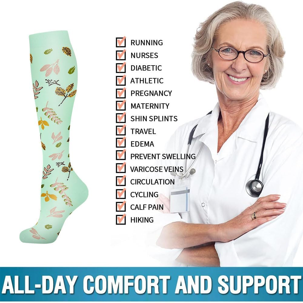 Nylon Compression Socks for Men Women Compression Stocking Best Support for Athletic Travel,Running,Cycling image number 4