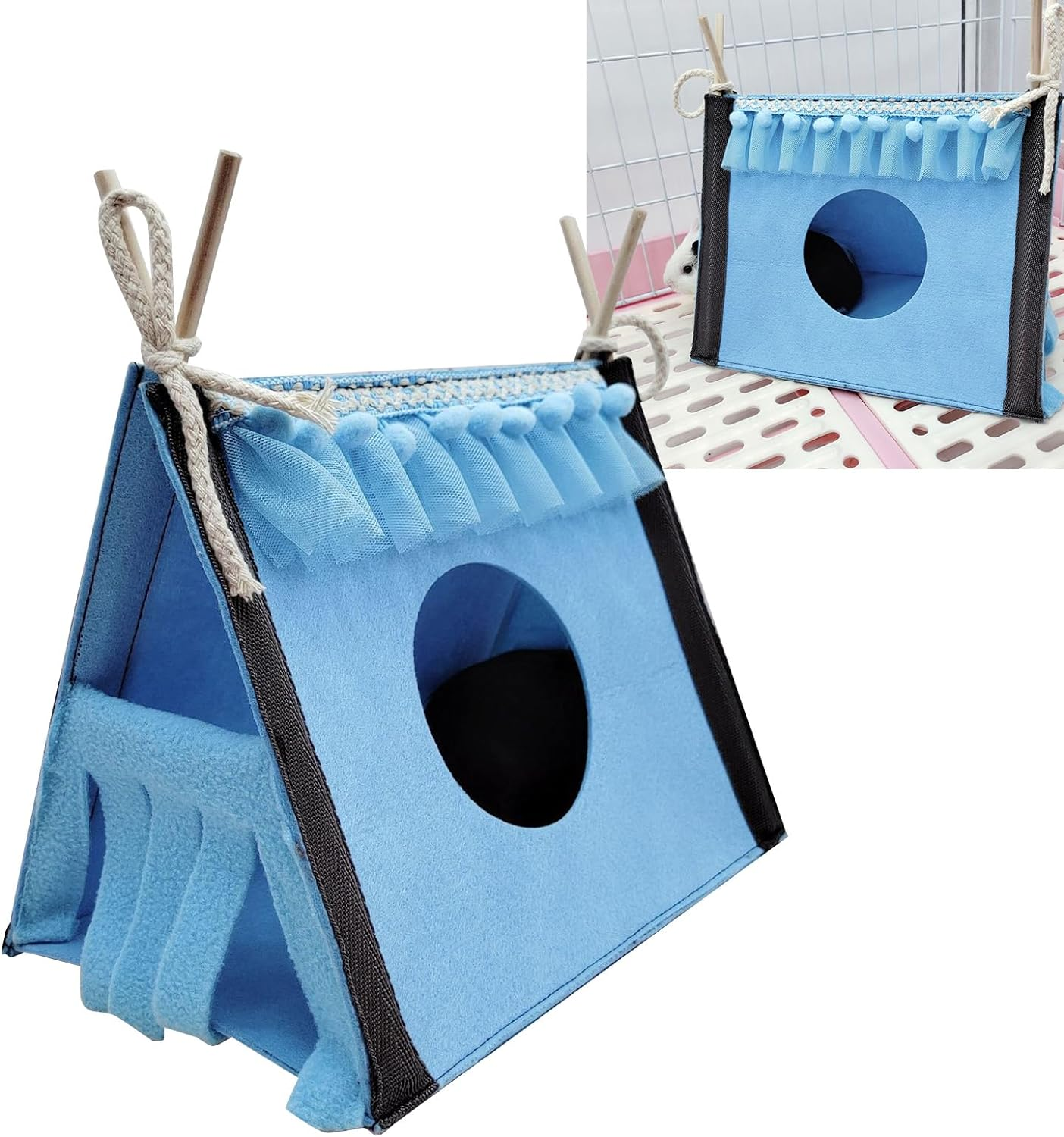 Rat Hideout Tunnel Tent Toy, Guinea Pig Hideout Tunnel Tent Comfortable Simple Installation Convenient Clean Multifunctional for Home (Blue)