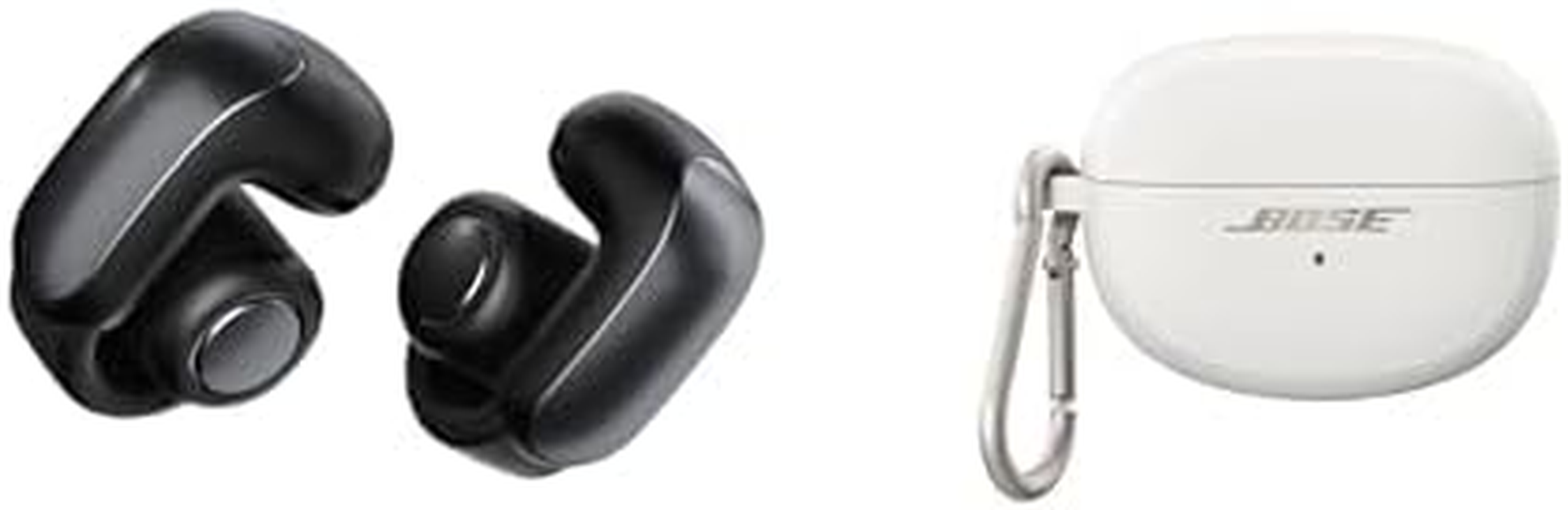 Bose Ultra Open Earbuds (Black) with Bose Silicone Case Cover (White Smoke)