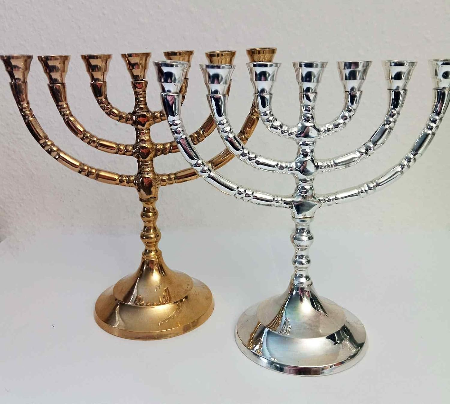 Enhance Your Hanukkah Celebration with a Traditional and Durable Solid Brass 7-Arm Menorah, 6 Inch Height image number 1