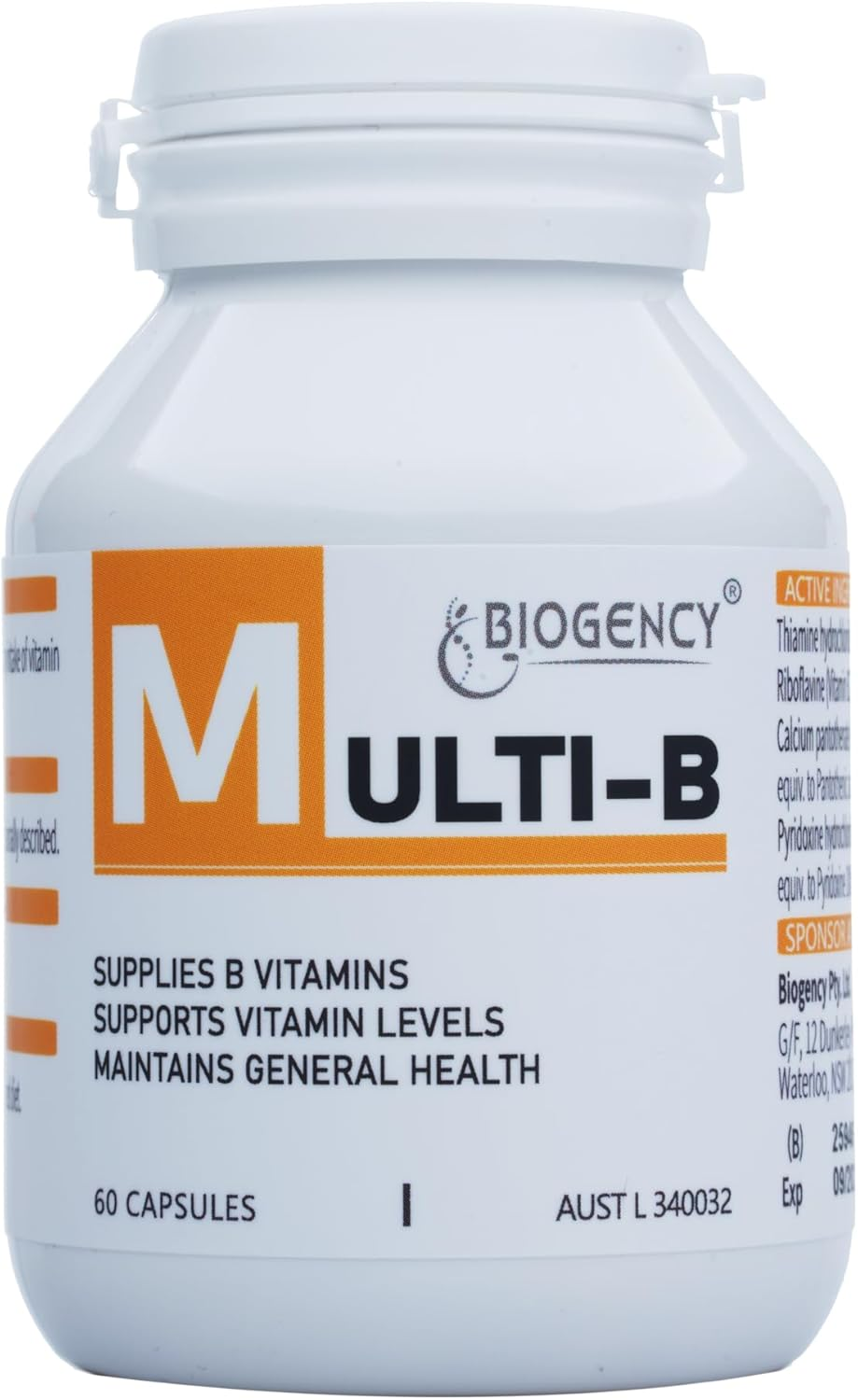 Biogency Multi-B 60 Capsules Vitamins B Group Made in Australia image number 3