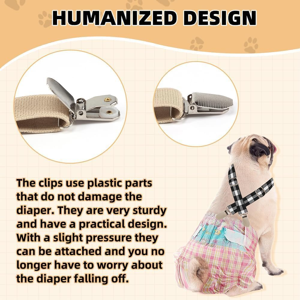 Small Dog Nappies Suspenders 3Pcs Washable Adjustable Pet Diaper Keeper for Female/Male Doggy, Comfortable Season Pants, Period Pants image number 1