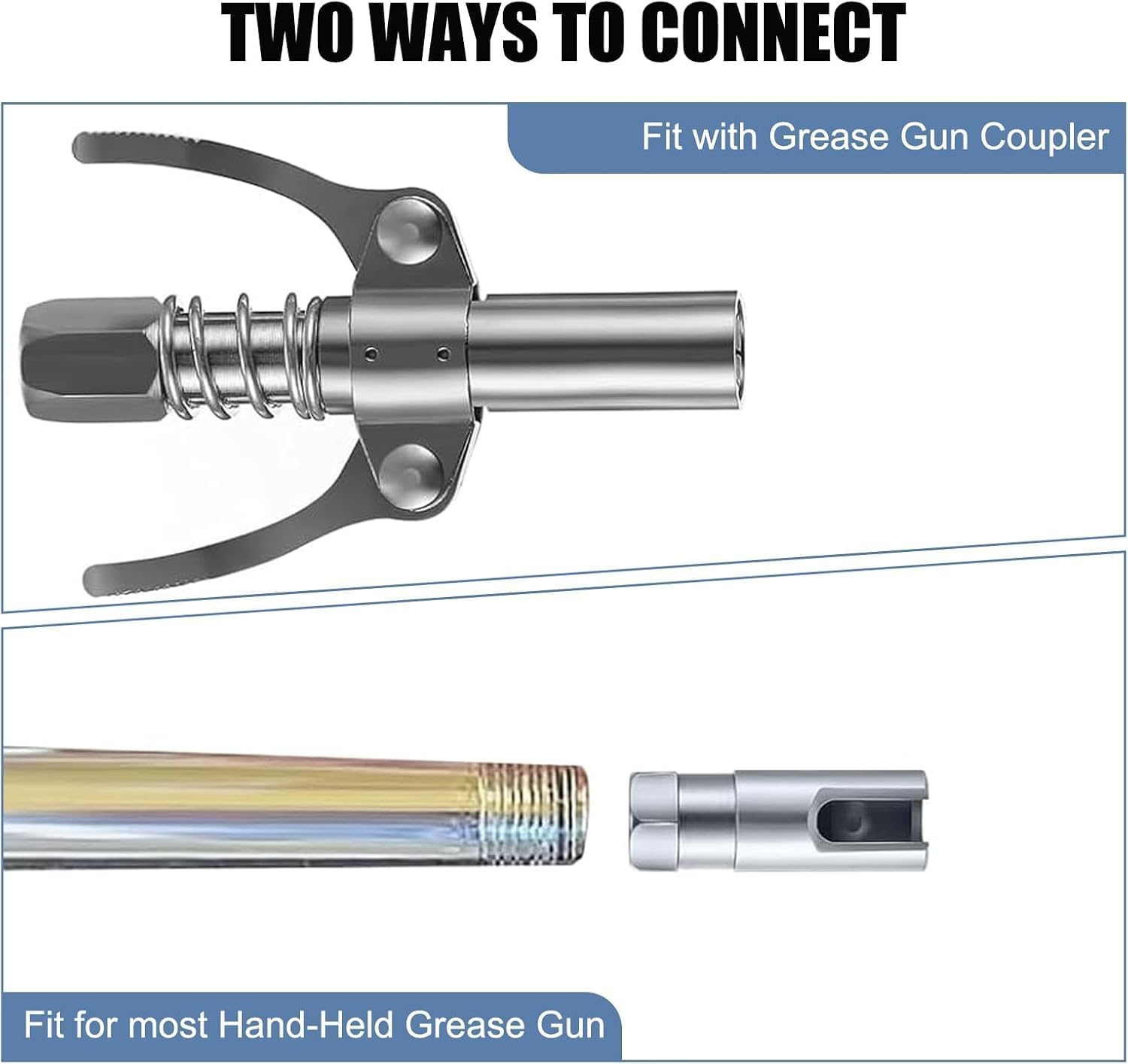 Push-On Slotted Grease Gun Coupler Adapter with 1/8" NPT Threads,2Pcs Push on Slotted Right Angle 90 Degree Grease Coupler,90 Degree Push on Slotted Right Angle Grease Coupler Grease Gun Hose Adapter image number 1