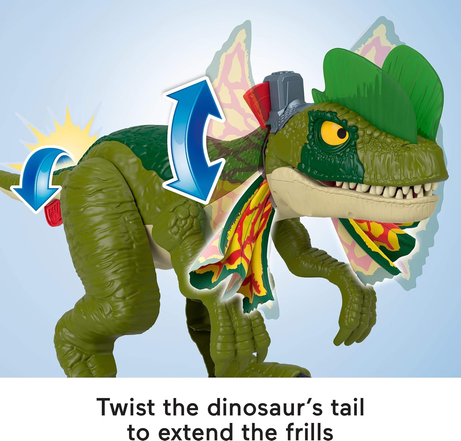 Fisher-Price Imaginext Jurassic World Dinosaur Toy Thrash Attack Dilophosaurus 16+ Inch Figure with Lights & Sounds for Kids Ages 3+ Years image number 4