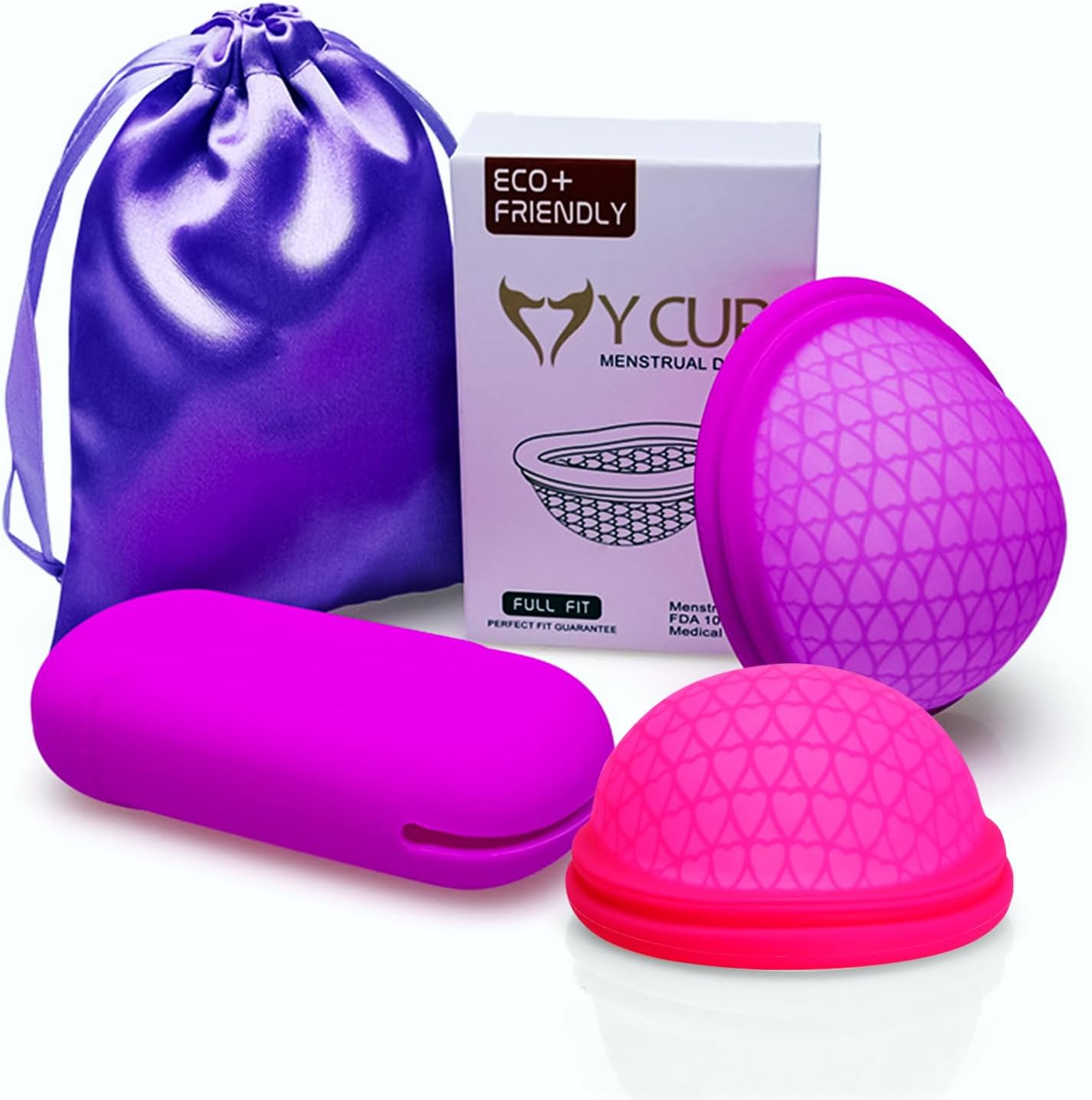 Menstrual Cups,2 Pcs Thin Fit Menstrual Disc,Large Capacity Menstrual Cup Wear for 12 Hours,Period Disc with Medical Grade Silicone,Reusable Menstrual Flow Cup for Women Periods(Pink S+Purple L) image number 1