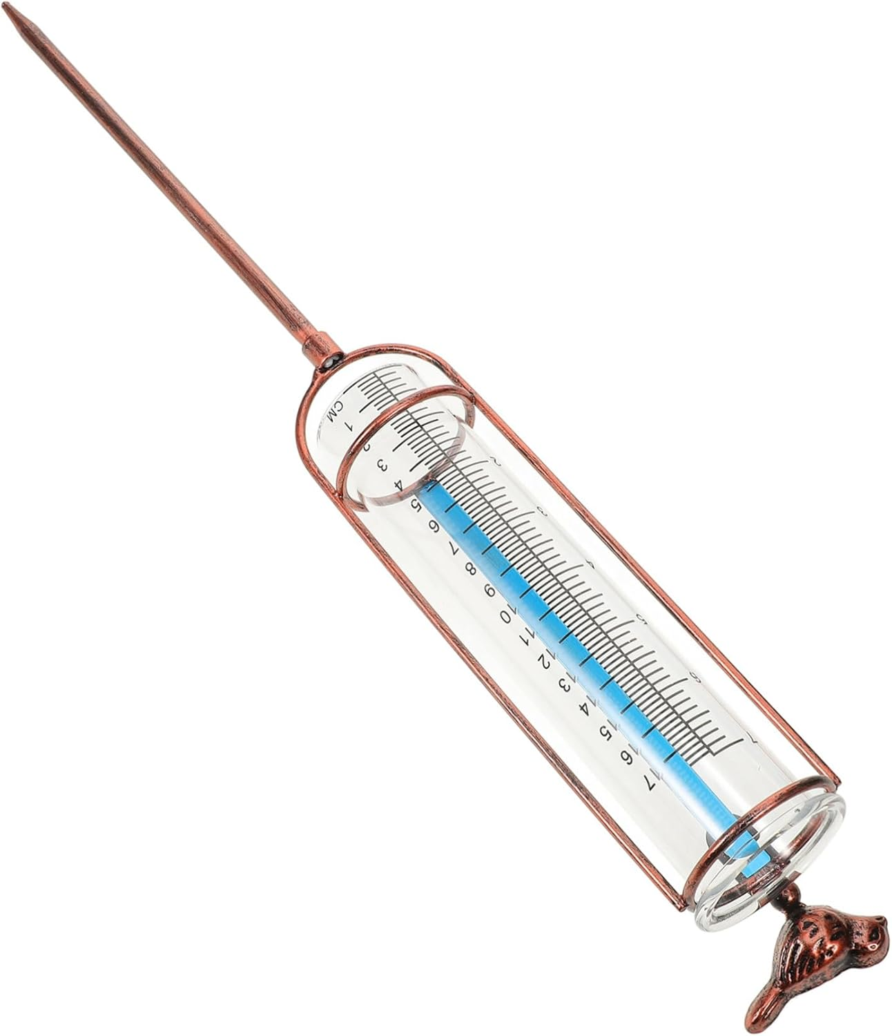 Toddmomy Outdoor Garden Rain Gauge Glass Test Tube with Graduated Scale Stable Iron Base Rainwater Measuring Device for Lawn Farm and Rain Gauge with Brass-Colored Stand and Red Gasket image number 4