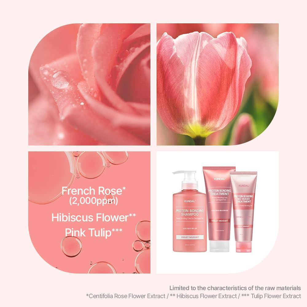 KUNDAL Protein Bonding Shampoo and Conditioner Set [Violet Muguet] 16.9Fl Oz/ 6.76Fl Oz (Pack of 2) image number 1