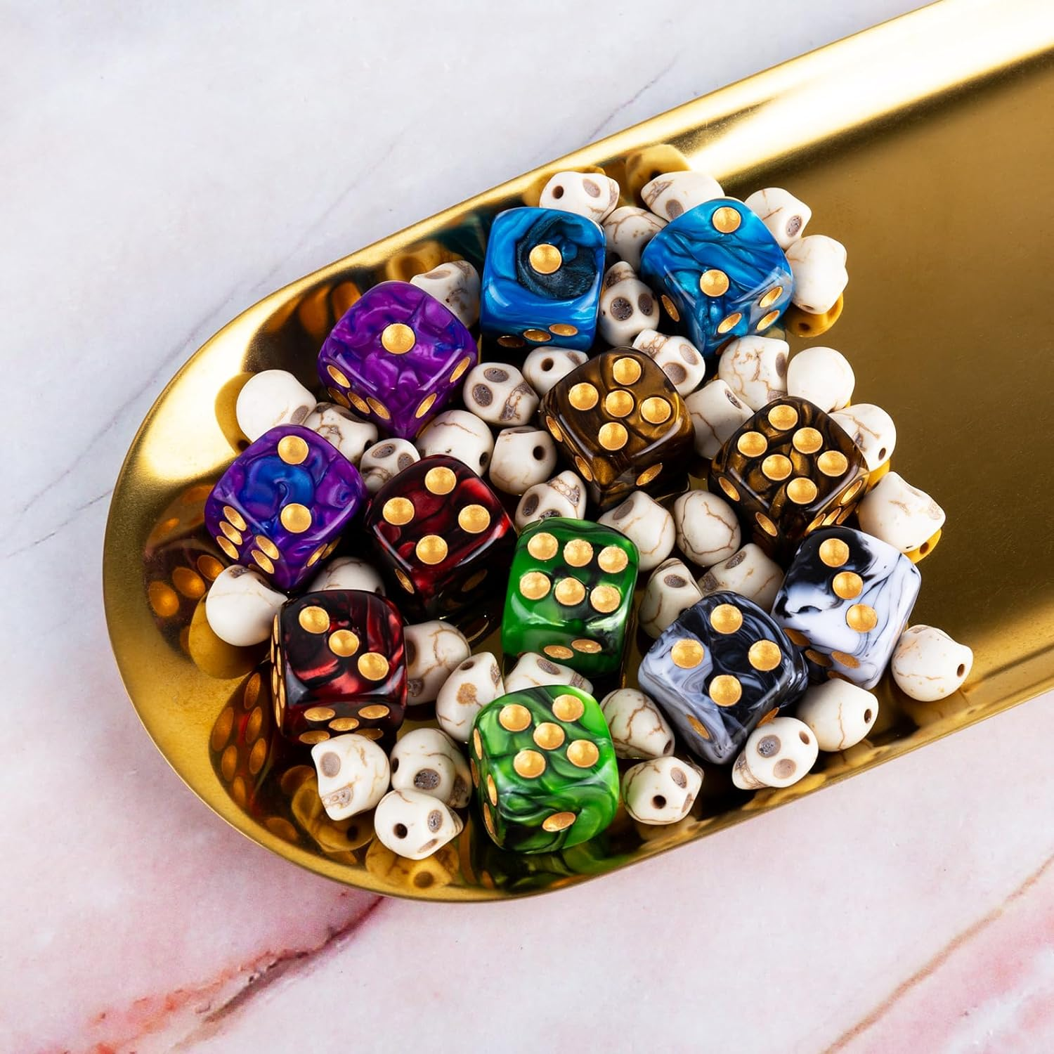 36 Pieces 16Mm Marble D6 Dice 6 Sided Dice Set round Corner Board Game Dice for MTG DND Tenzi Farkle Yahtzee Bunco or Math Learning image number 5