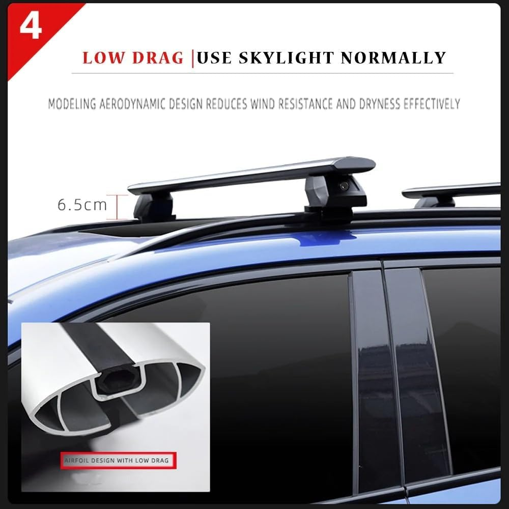Cross Bars 127Cm Car Roof Rack Clip on Universal Lockable Aluminium Carrier Lock Rail Sedan image number 2
