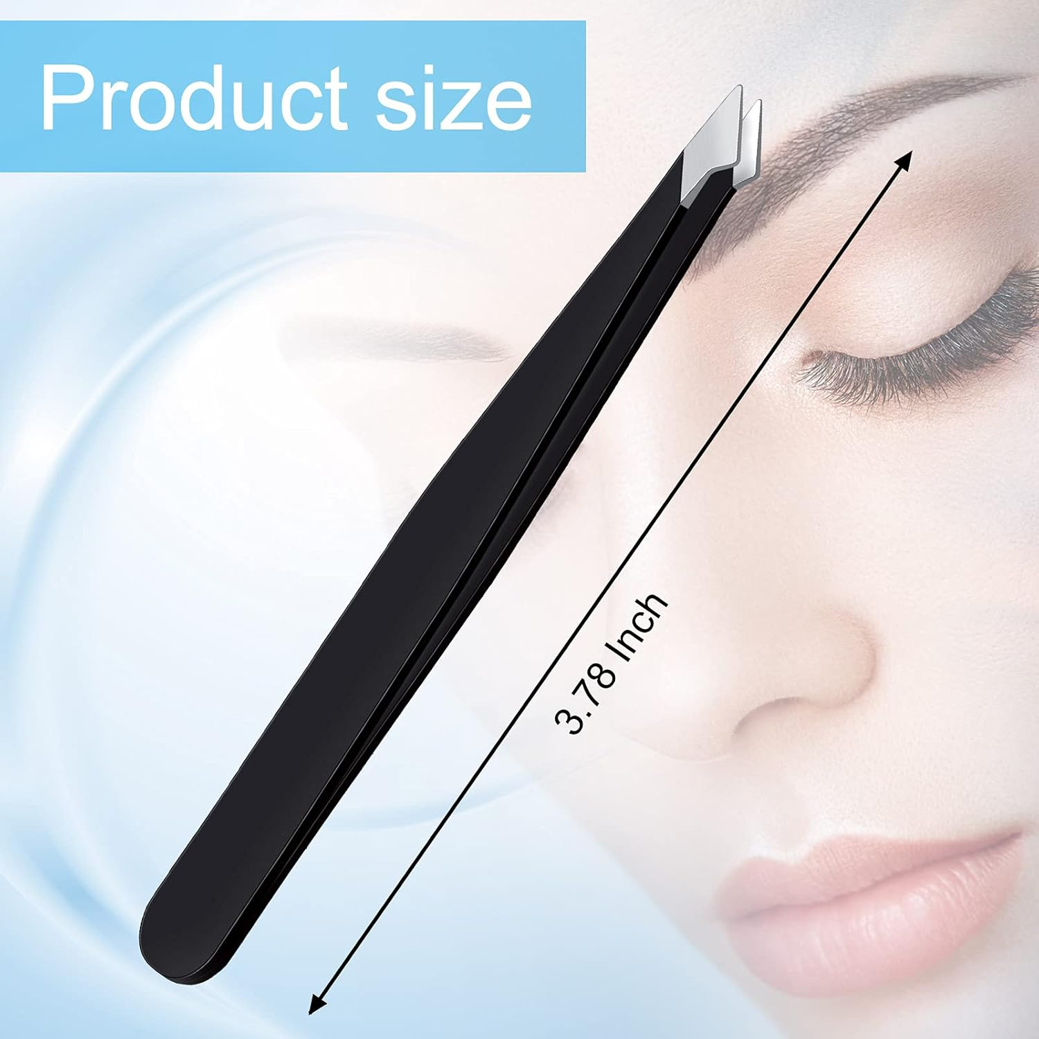 Honoson 3 Pieces Eyebrow Tweezers, Stainless Steel Pointed Tip Slant Tweezers, Precision Tweezers, Splinter Plucking and Ingrown Hair Removal for Facial Hair (Black) - Gradient image number 7