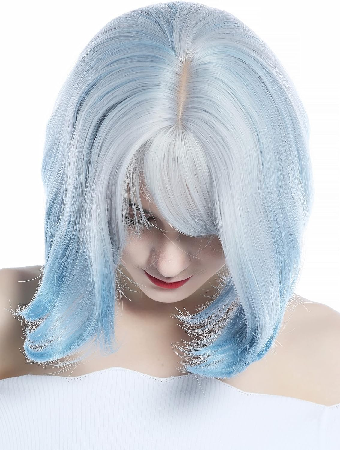 WIG ME up - DL228-88AR3904 Women'S Wig Short Bob Blue Light Blue Silver Highlighted
