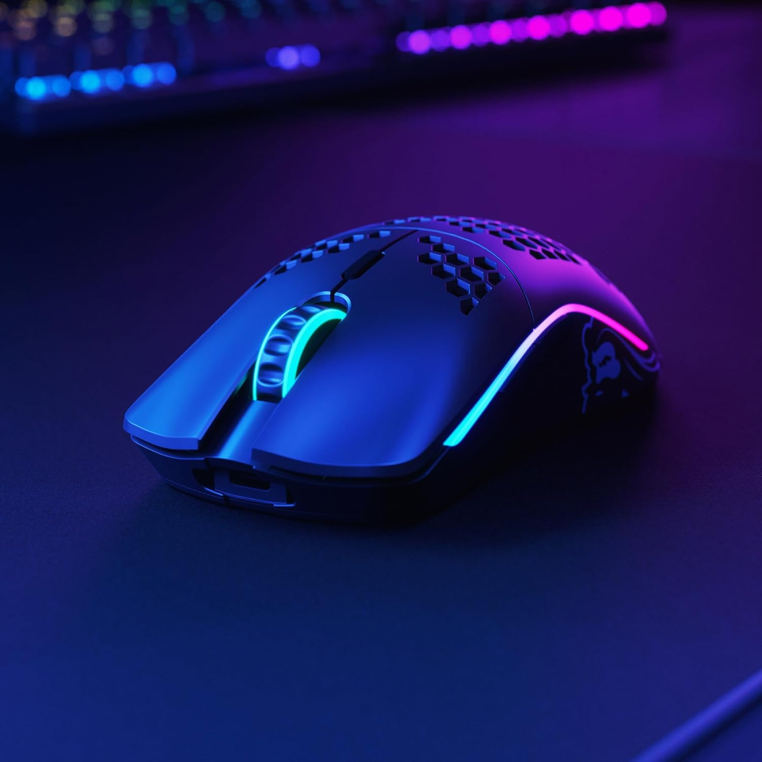 Glorious Gaming Model O Wireless Gaming Mouse - Superlight, 69G Honeycomb Design, RGB, Ambidextrous, Lag Free 2.4Ghz Wireless, up to 71 Hours Battery - Matte Black