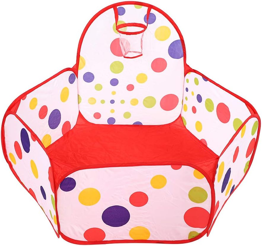 Baby Ball Pit Play Tent, Pop up Play Tent for Toddlers Children Baby Kids, Ball Pool Fence with Basketball Hoop, Toys Gifts for Girls Boys, Balls Not Included, Pink Polka Dots(120Cm) image number 2