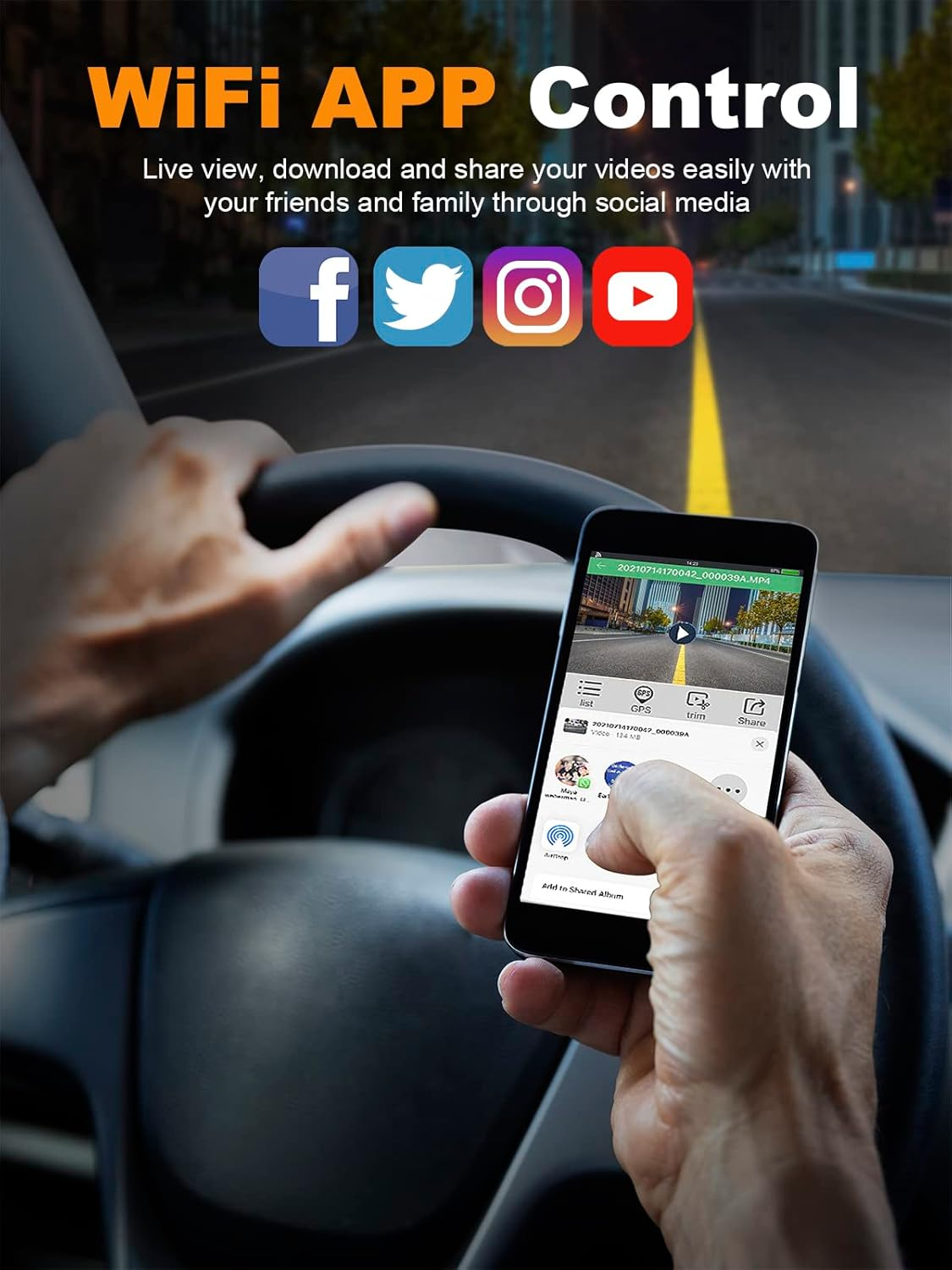 PRUVEEO Dash Cam for Car, 4 Channel Camera FHD 1080Px4, Front Left Right and Rear, Front and Rear Inside, Built-In GPS Wifi, Polarizing Lens CPL Filter, Free 128GB Card, Double CPL image number 6