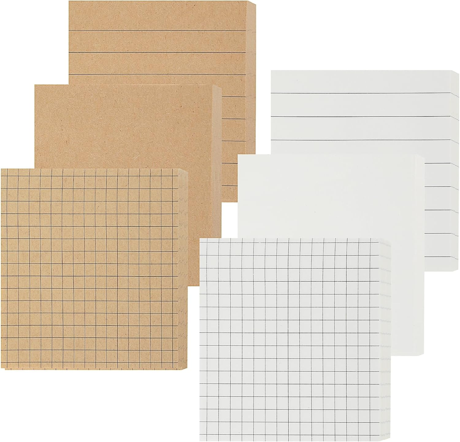 Bewudy Creative Sticky Notes, 6 Pack Self-Adhesive Kraft Paper Sticky Notes for Office and Students, Memo Pads for Reminders, Office, Home, School, Meeting (480 Sheets) image number 4