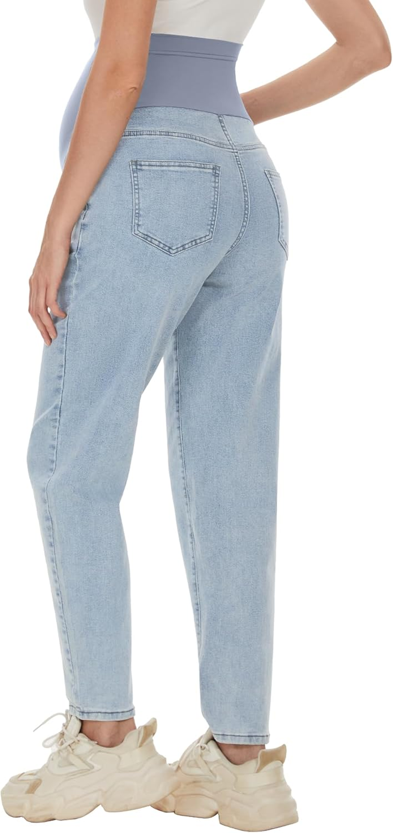 AVOG Maternity Boyfriend Jeans High Waisted Stretchy Denim Pregnancy Pants with 4 Pockets image number 2