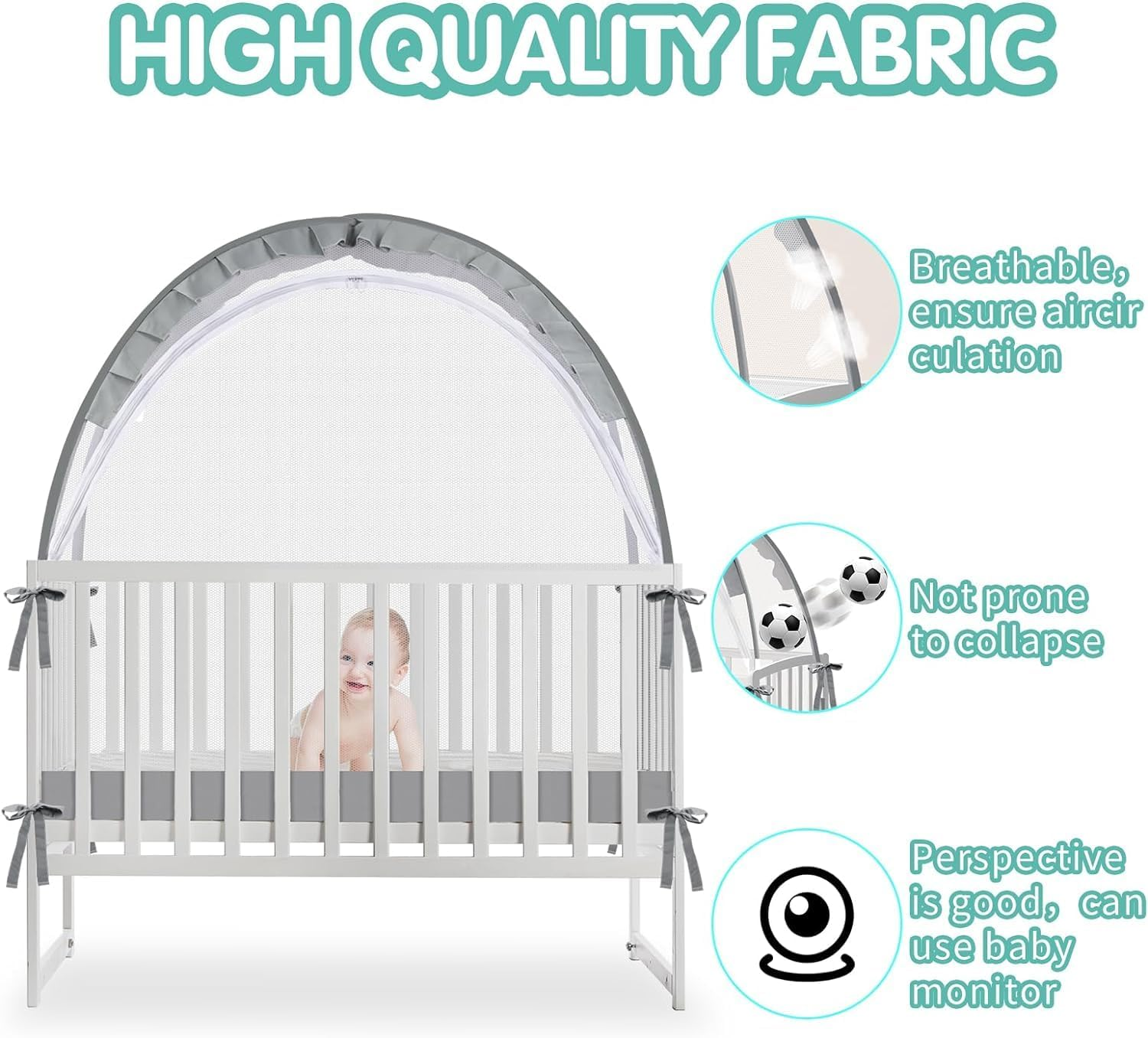 Mosquito Net, Mosquito Net, Crib Tent for Baby Cot, Cot, Crib Net, Foldable Crib Tent with Transport Bag (Grey, 70 X 140 Cm) image number 6