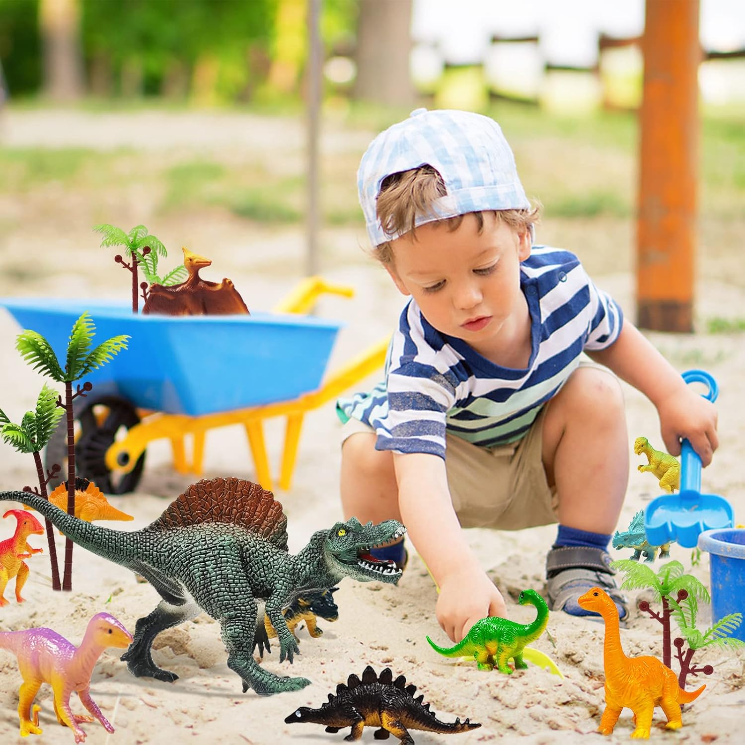 26 PCS Luminous Dinosaur Cake Toppers with Dinosaur Eggs Leaves Trees Cake Decorations for Birthday Party ,Dinosaur Themed Party, Wild Animals Party,Kids Party Cake Decorations (Dinosaur-D) image number 1