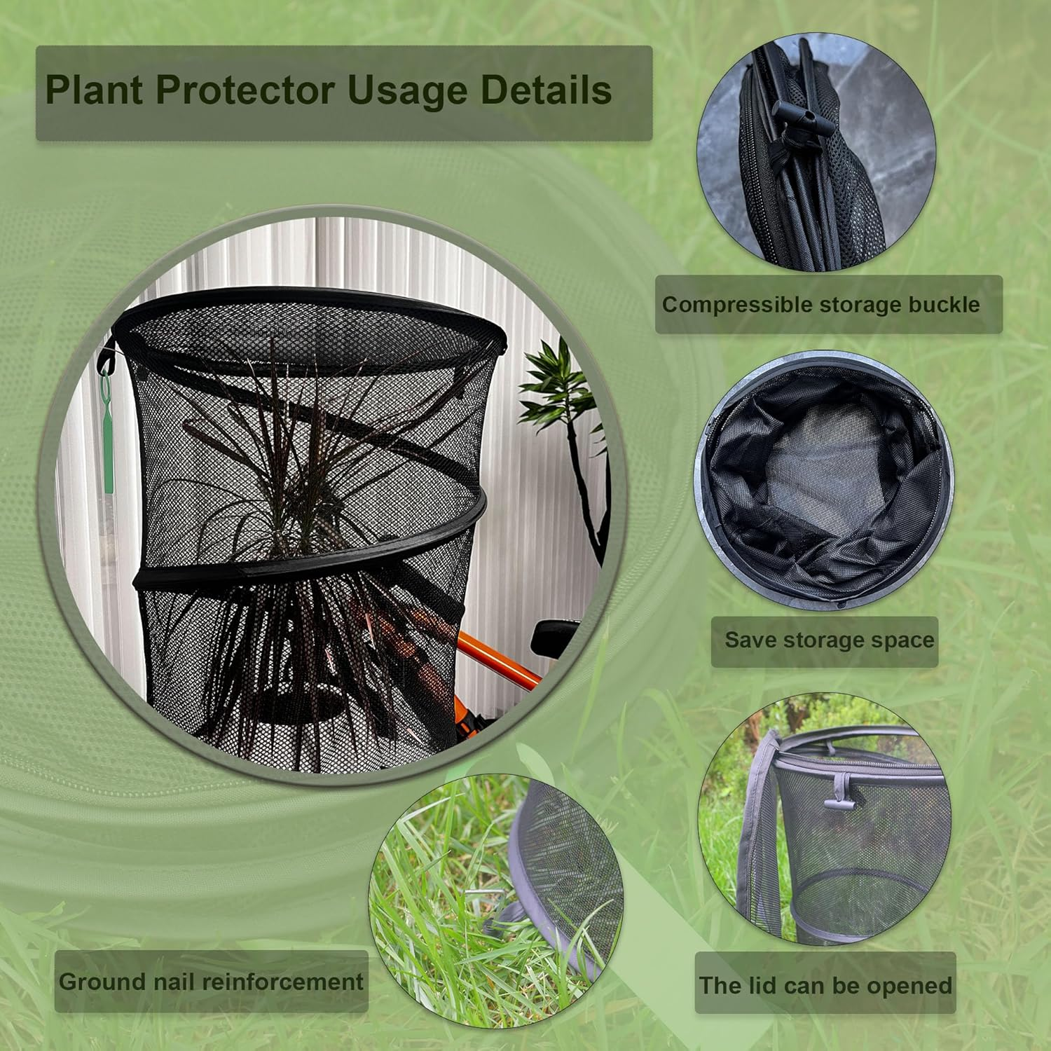 Pop-Up Plant Protectors Shield Plants from Rabbits, Kangaroos, Opossums, and Birds. the Uv-Protective, Frost-Resistant Mesh Is Suitable for Potted Plants and Vegetable Gardens. image number 3