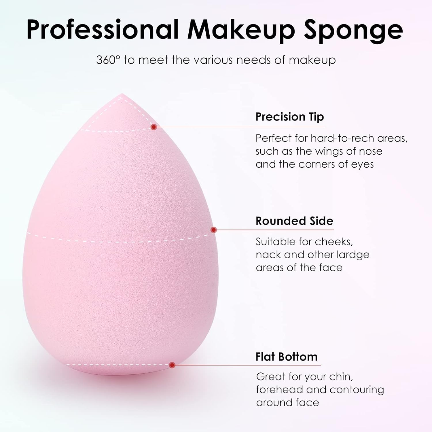 WSYUB Blenders Sponge& Powder Puff, 2Pcs Beauty Makeup Sponge for Blending and 4Pcs Black Triangle Velvet Powder Puff image number 5