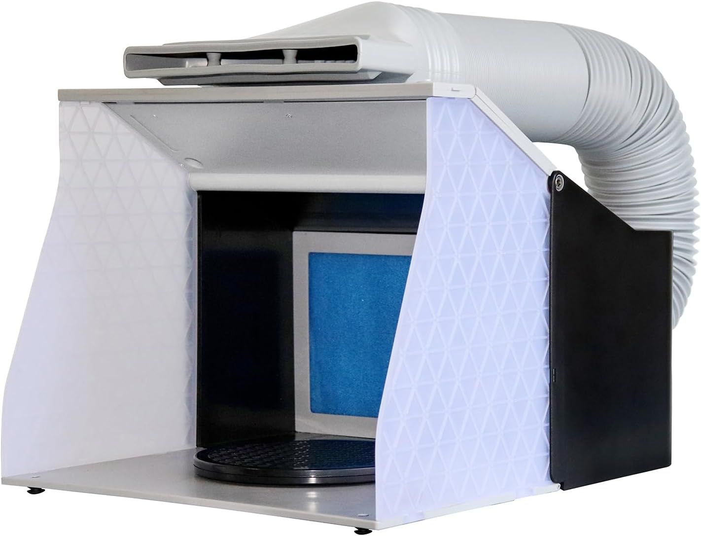 Voilamart Portable Spray Booth Kit, Airbrush Spray Booth Kit with 4 LED Lights, Powerful Dual Exhaust Fans, Spray Booth Filter, Turntable, 6 Ft Extension Hose for Painting Model Cake Crafts Arts image number 4