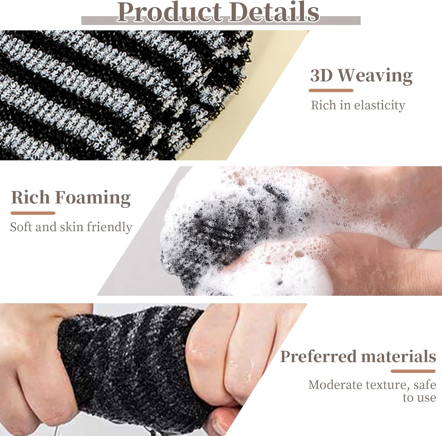 2 PCS Exfoliating Washcloth Towels, Body Scrubber Exfoliator Cleansing Towel, Exfoliating Shower Towel, Resistant Exfoliating Washcloth for All Skin Types, Japanese Scrubber Washer for Shower (STAR) image number 5