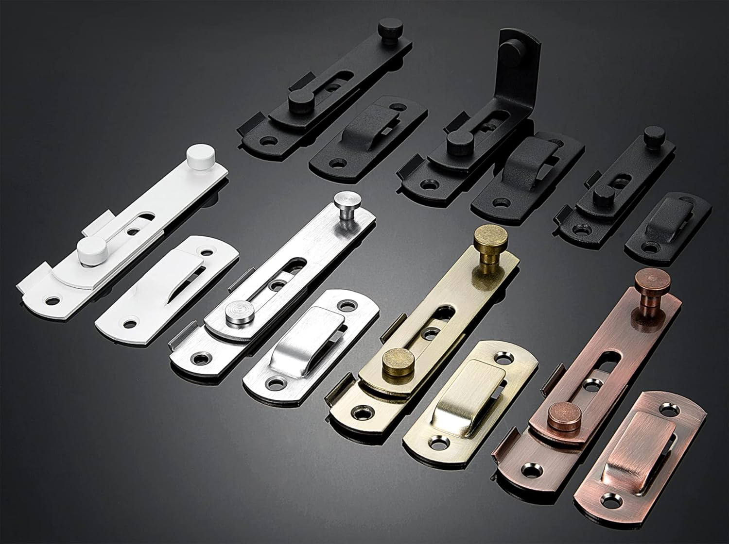 INIRET 2 Packs Barn Door Latches，3.93&rdquo; X 2.75&rdquo; Bronze Stainless Steel Barn Gate Flip Door Latch Bi-Fold Door Lock,Sliding Door Antique Lock Gate Latches Wine Cabinet Carbon Steel Closet Door Latches - Bronze_4 Pack image number 4