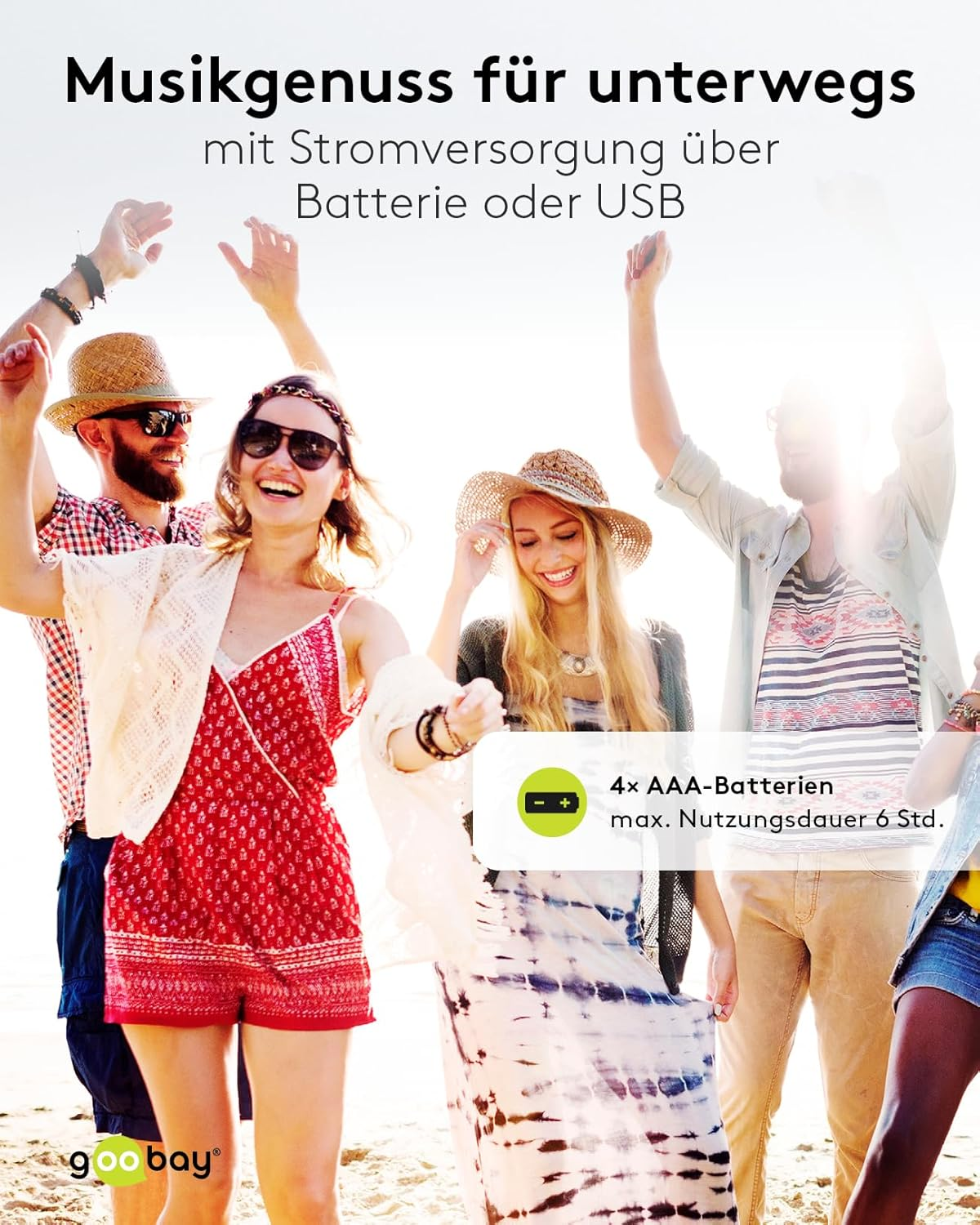 Goobay Portable Mini Stereo Soundbar, Black - White image number 5