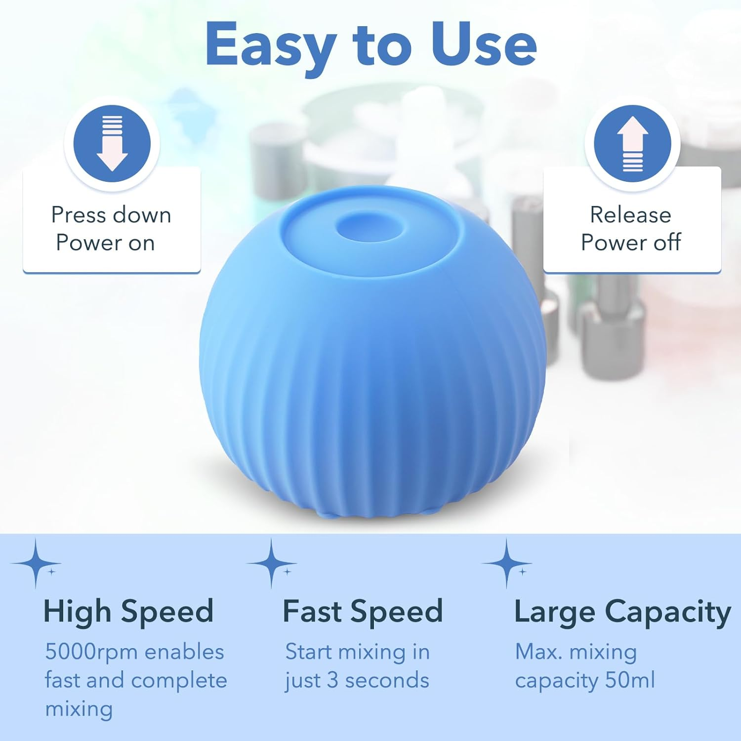 FOUR E'S SCIENTIFIC Mini Vortex Mixer Paint Shaker 5000RPM Blue Lab Mixing Vortex with 100 Pcs Mixing Balls for Nail Polish, Eyelash Gel, Ink (AU Plug) image number 6