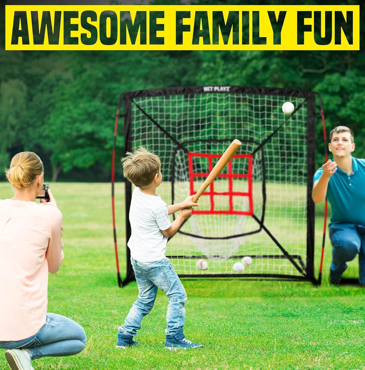 Baseball Net - Pitching Net Hitting Net Batting Practice Net (9 Strike Zone, Portable & Quick-Fold) Baseball Gifts for Kids Children & Teens | Training Aids Equipment image number 6