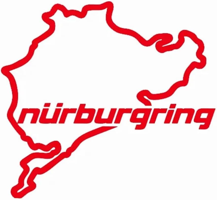 Car Styling Racing Road Racing Nurburgring on Car Stickers and Decals Rear Window Funny Stickers (Color : Red, Size : 14Cm*12.5Cm)