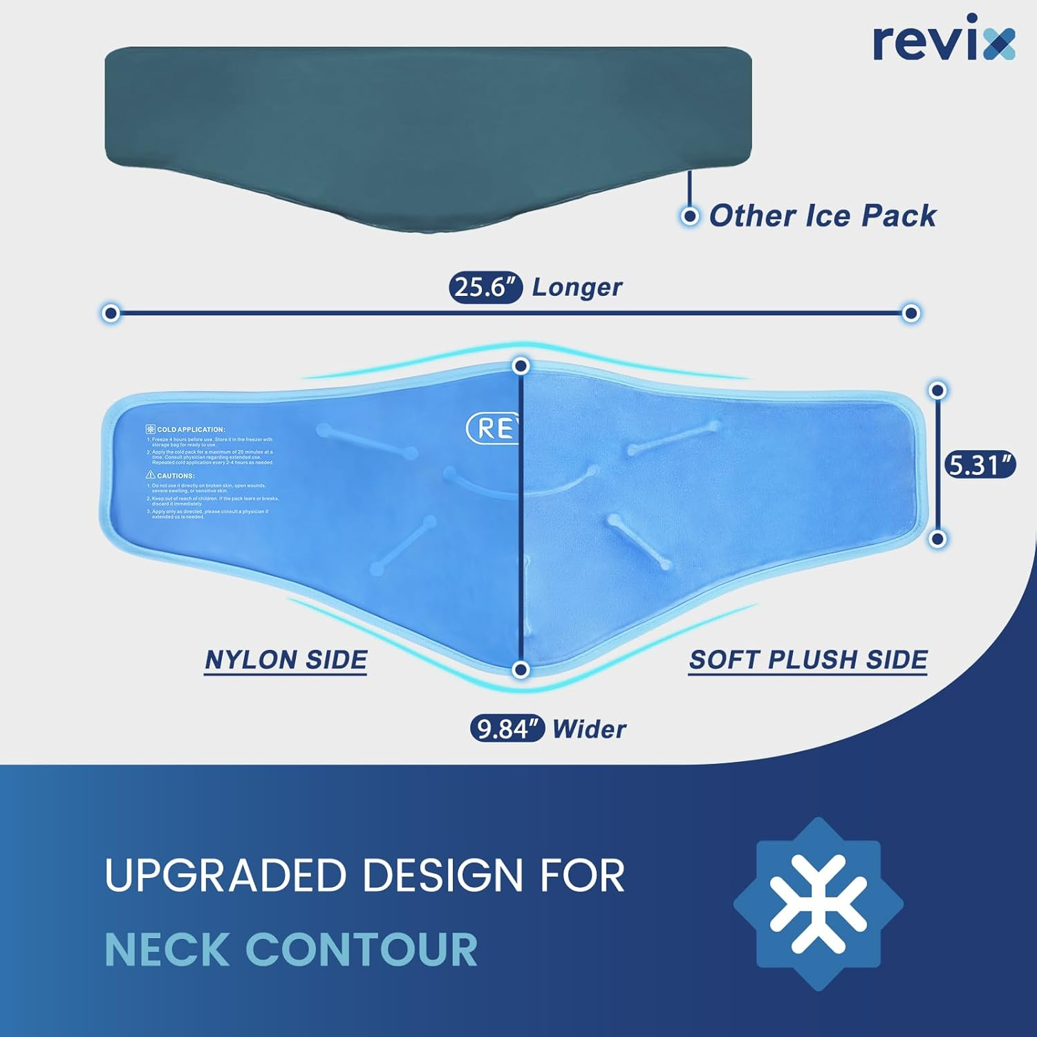 REVIX XL Neck Ice Pack for Injuries Reusable Gel Neck Ice Wrap for Pain Relief, Hot and Cold Compress for Chronic Pain, Sports Injury and Cervical Surgery Recovery, Soft Plush Lining Neck Cold Pack
