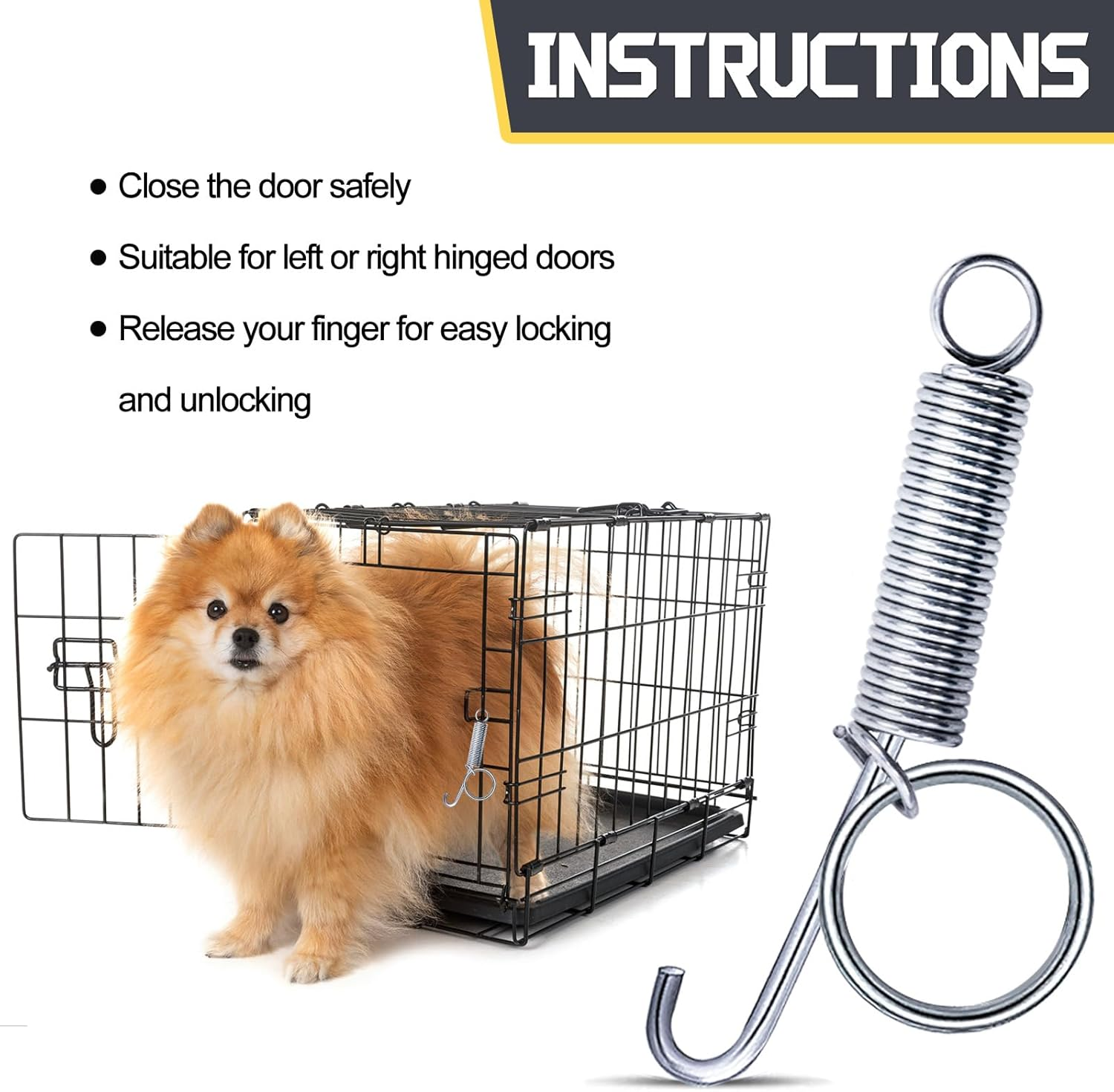 24Pcs Silver Metal Finger Spring Hook Lock Spring Latch for Stabilized Bird，Cat， Hamster， Rabbit，Dog，Parrot，Hedgehog Pet Wire Cage Door image number 1