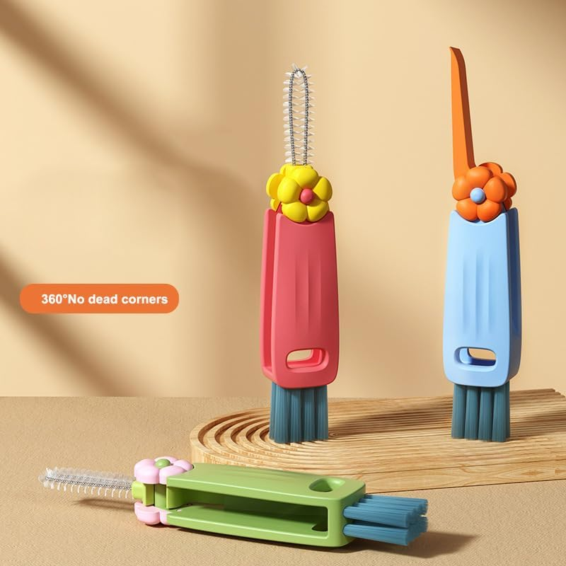 3 in 1 Cup Lid Cleaning Brush, 2024 New Crevice Brush for Bottle Gap Tight Spaces, Multifunctional Portable Cleaner with Brush image number 3