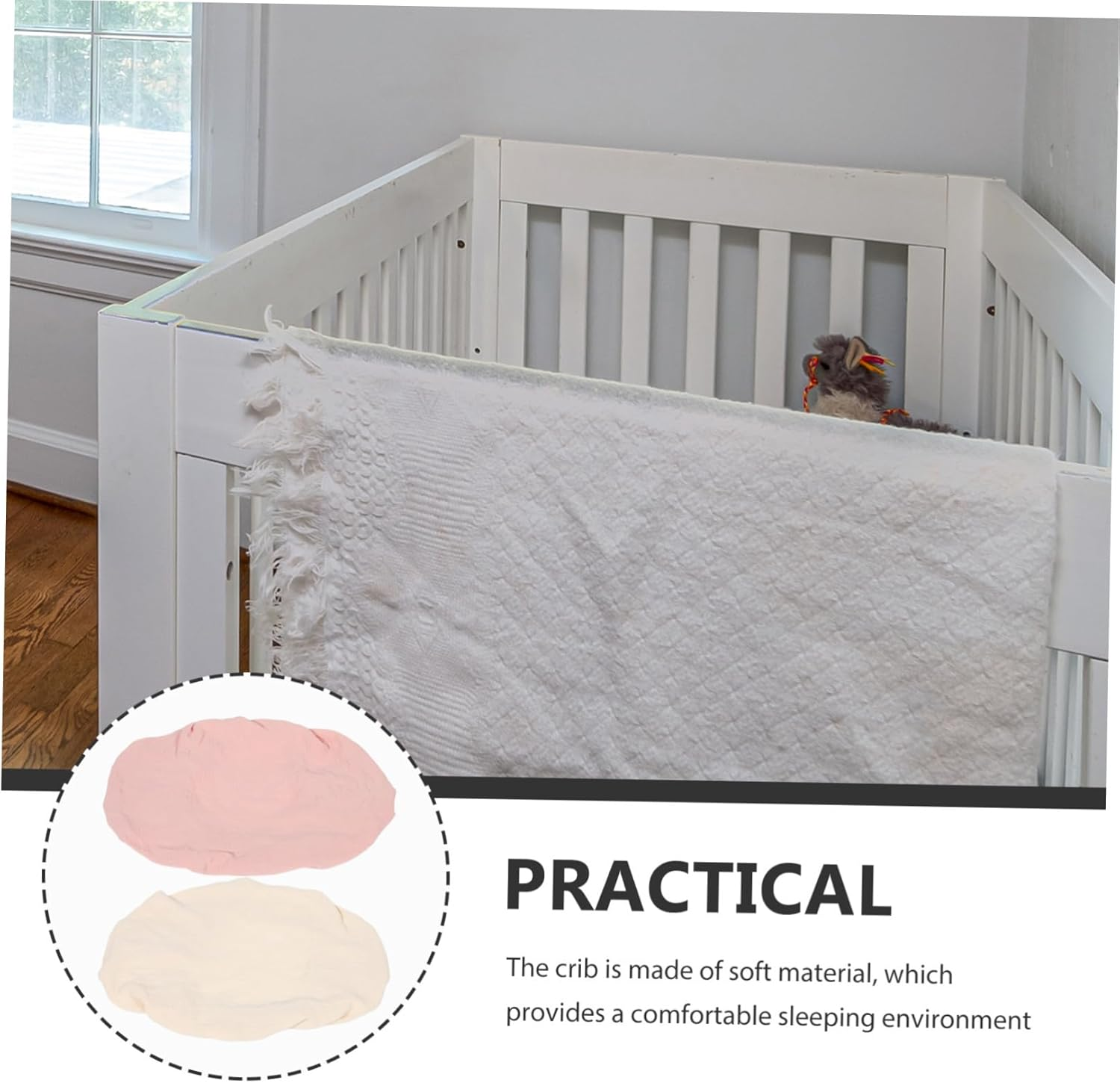 Abaodam 2Pcs Crib Fitted Muslincot Mattress Cover Washable Changing Pad for Boys Girls Safe image number 1