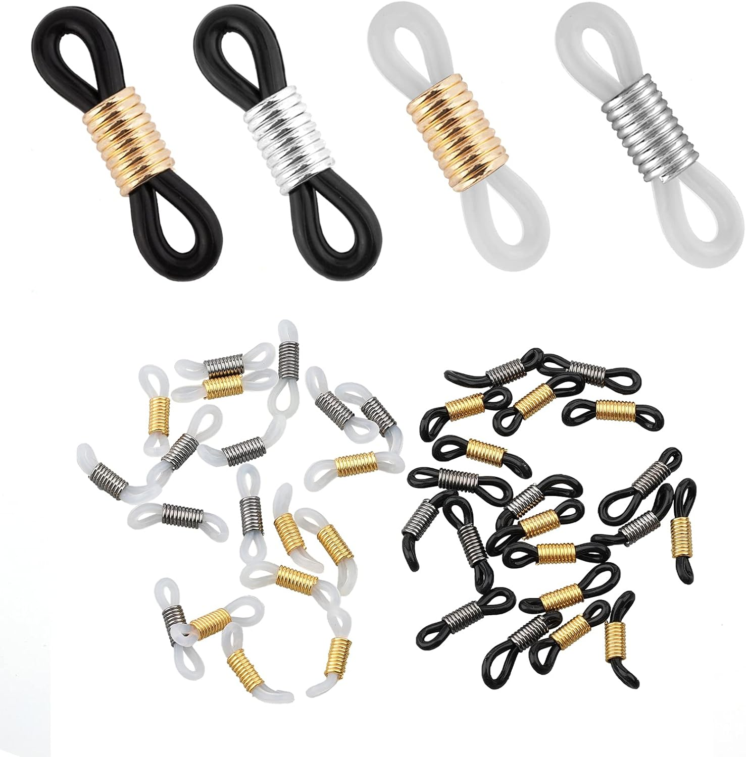 KINBOM 40Pcs Adjustable Silicone Eyeglass Chains Ends Long Strap Holder Chain End Connectors for Eyeglass Holder Chain Strap image number 2