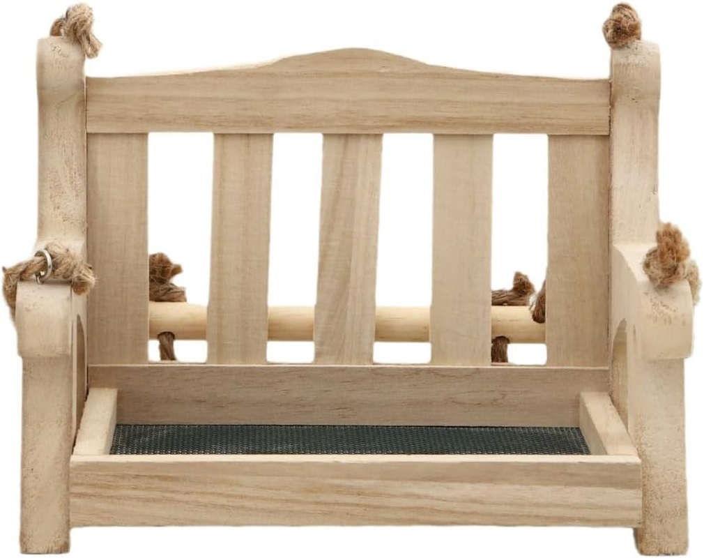 AIMALL Outdoor Wooden Bird Feeder 5.5X9X7 Inches, Hanging Swing Design Feeder for Garden, Patio, and Balcony, Natural Wood Hummingbird Feeder image number 1