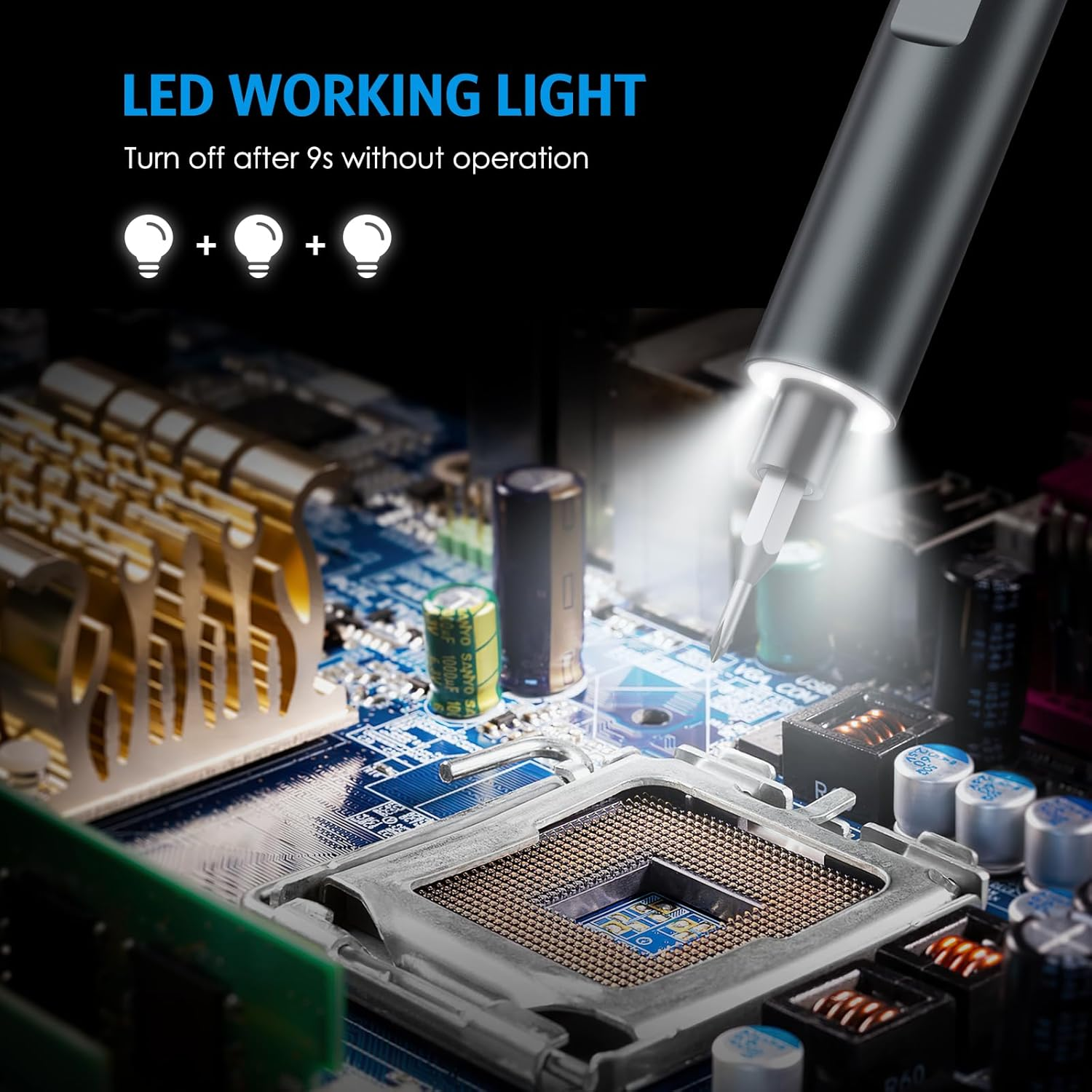 AMIR Mini Electric Screwdriver, 62-In-1 Precision Screwdriver Set with 60 Magnetic Precision Bits, 3 Torque Settings, Magnetic Storage, Repair Tool Kit with 3 LED Lights for Phone, Camera, PC, Watch image number 1