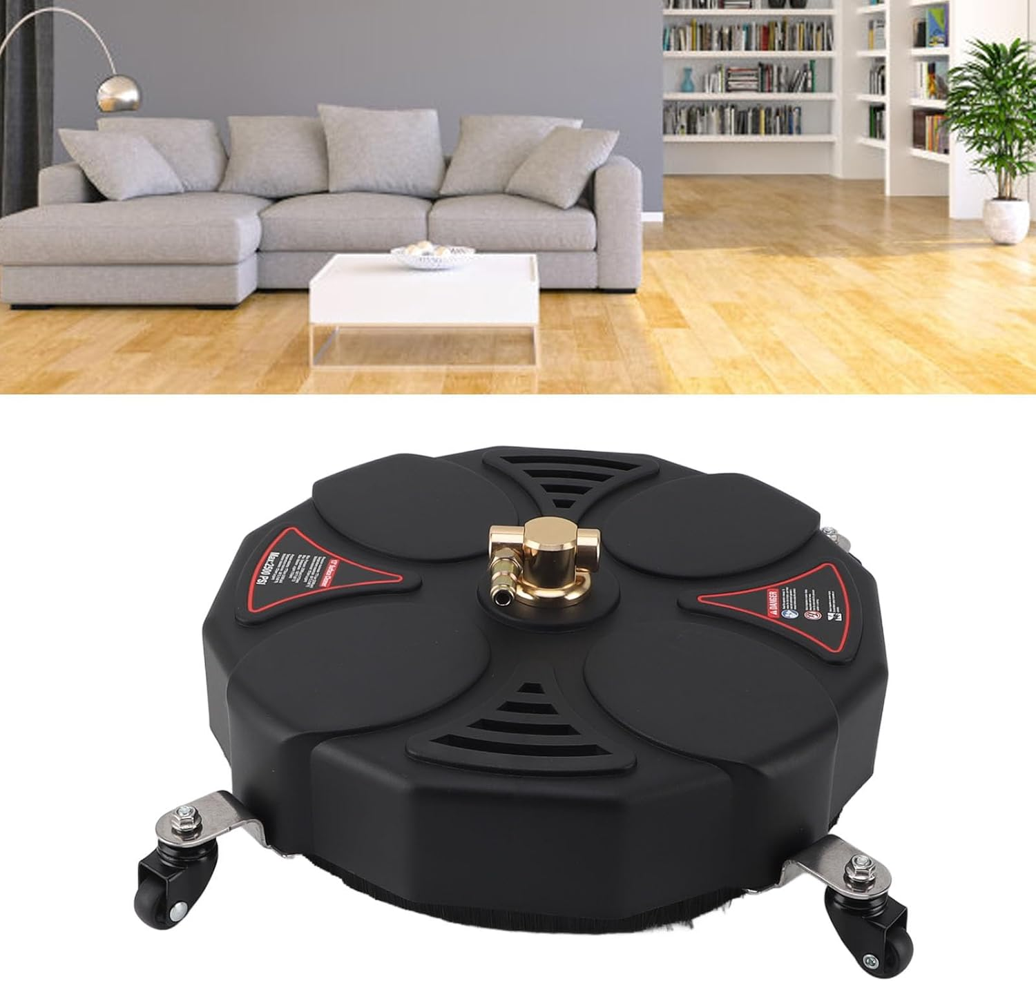 13 Inch Pressure Washer Surface Cleaner, 2500PSI Power Washer Surface Cleaner with 4 Wheels & 1/4 Inch Quick Plug, Stainless Steel Housing Pressure Washer Attachment image number 3