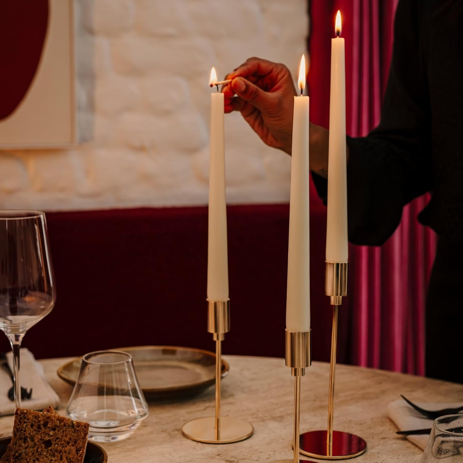 Spaas 20 Household Tapered Dinner Candles 19/180 Mm, &plusmn; 6 Hours, Unscented, White