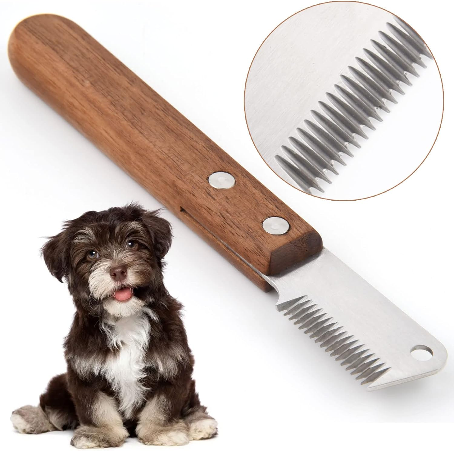 Trimming Knife for Dogs, Dog Trimming Knife Grooming Knife Undercoat Trimming Knife Rough Hair for Dogs Terrier Dachshund Rough-Haired Dachshund (Left-Handed User) image number 1
