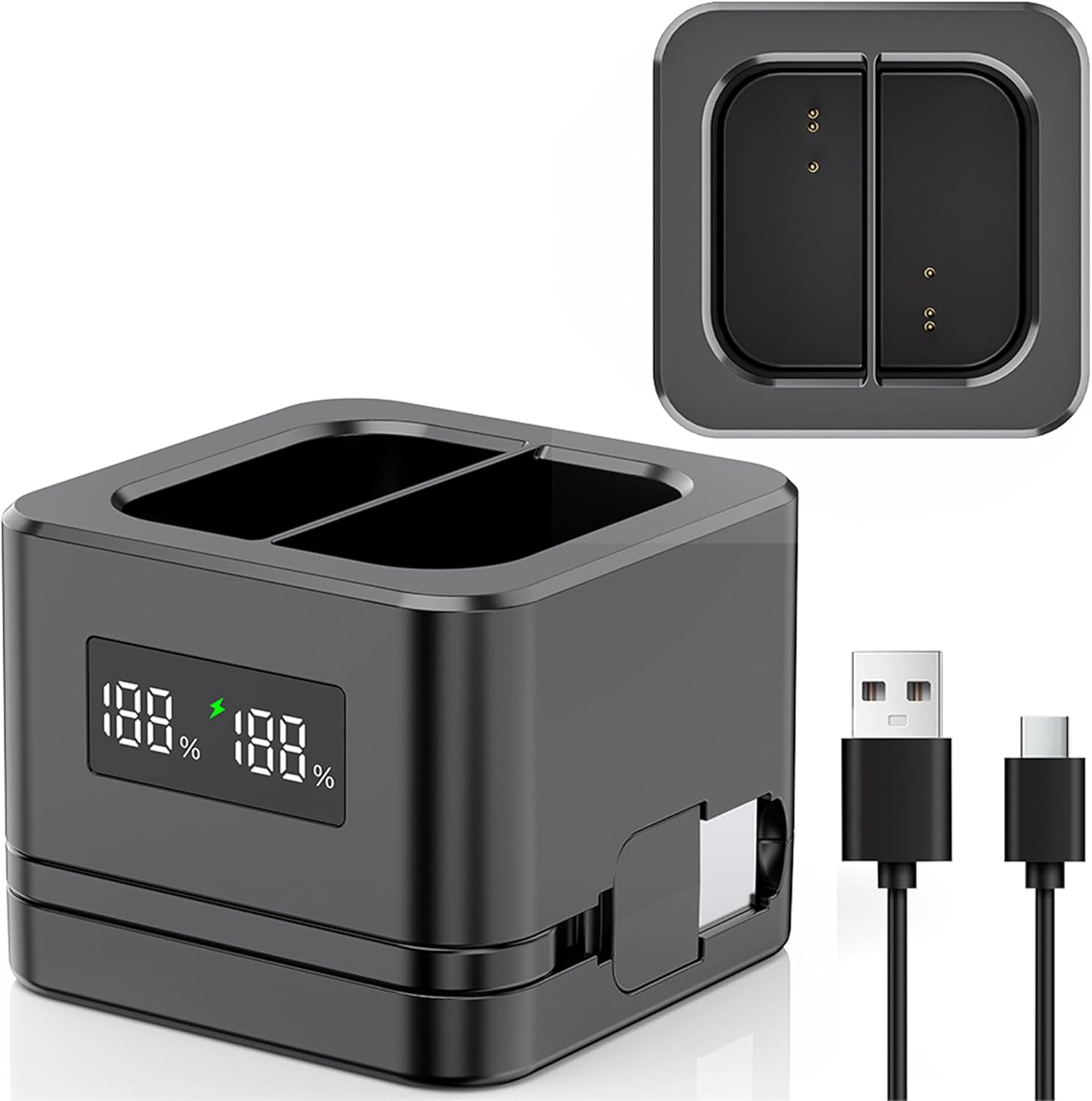 3-Slot Charger/Charging Dock, Suitable for Ring Doorbells and Camera Batteries,With LED Display,Compatible with Video Doorbell 2/3/4/3Plus/Spotlight Cam/Peephole Cam