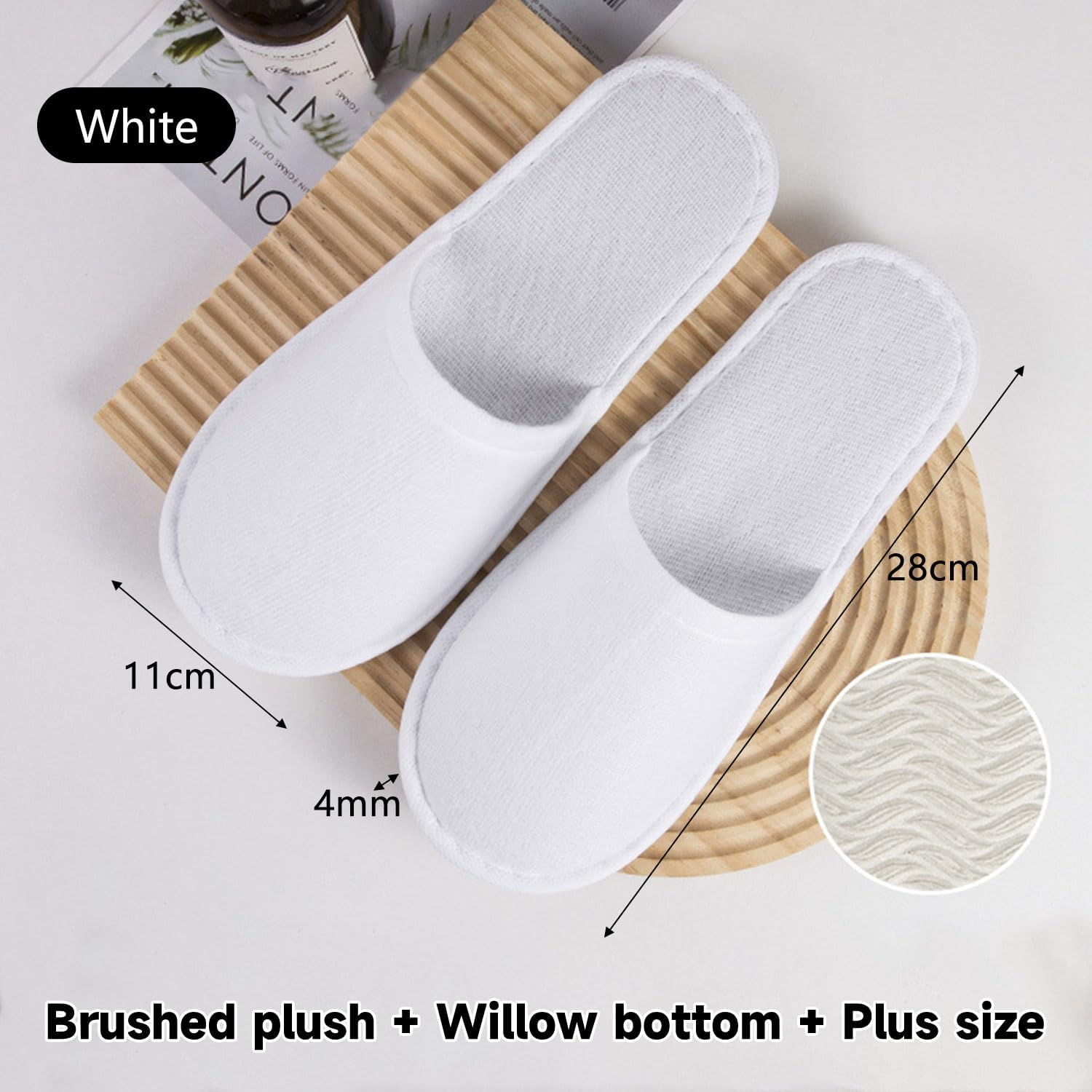 UNIHOC Hotel Slippers, Disposable Shoes, Guest Slippers Set, 4 Pairs of Terry Slippers, Disposable Slippers, Slippers for Men and Women, Universal Size (EU 37-43) image number 1
