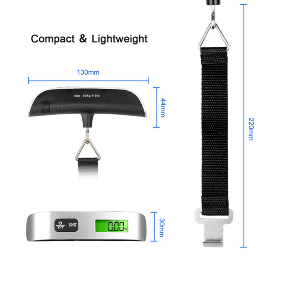 KESYOO 50Kg Portable Luggage Scale Electrical Baggage Scale Suitcase Scale (Silver) image number 6