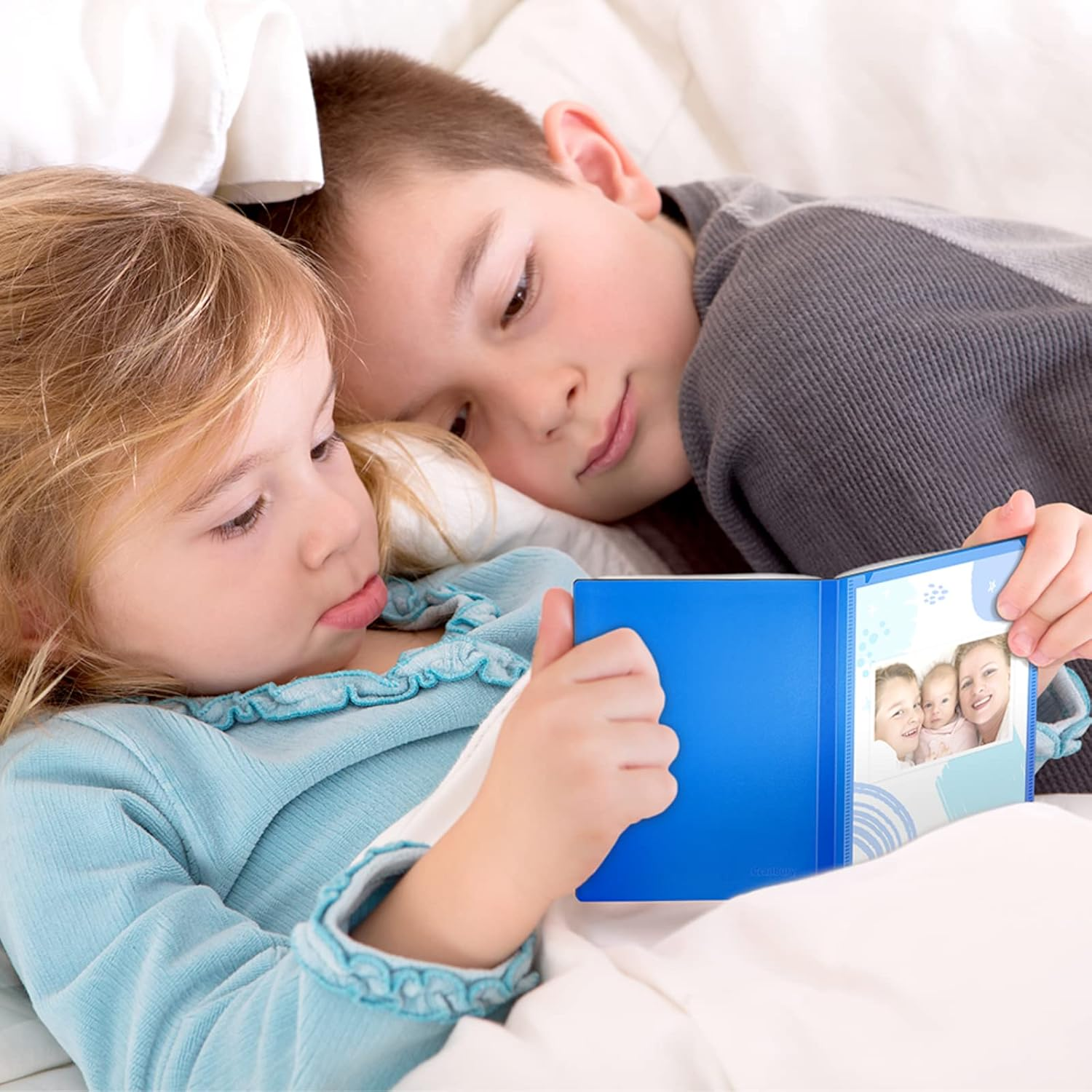 CRANBURY Small Photo Album 4X6 (Blue) - 2-Pack Plastic 4 X 6 Photo Book Album, Each Shows 48 Pictures, Mini Picture Album Binder with Customizable Cover, Baby Photo Books with 4X6 Photo Sleeves - Ivory image number 3