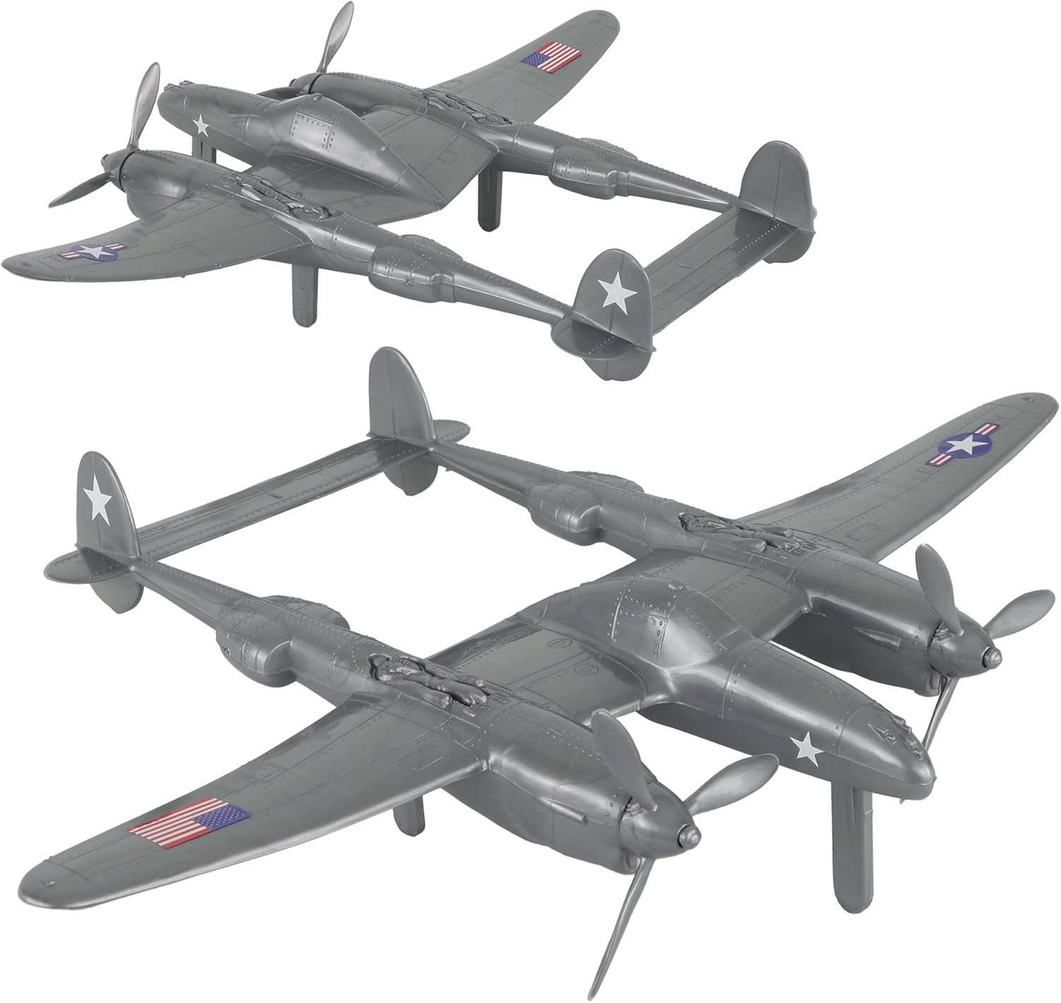 Timmee WW2 P-38 Lightning Fighter Plane - 2Pc OD Green Plastic Army Men Aircraft