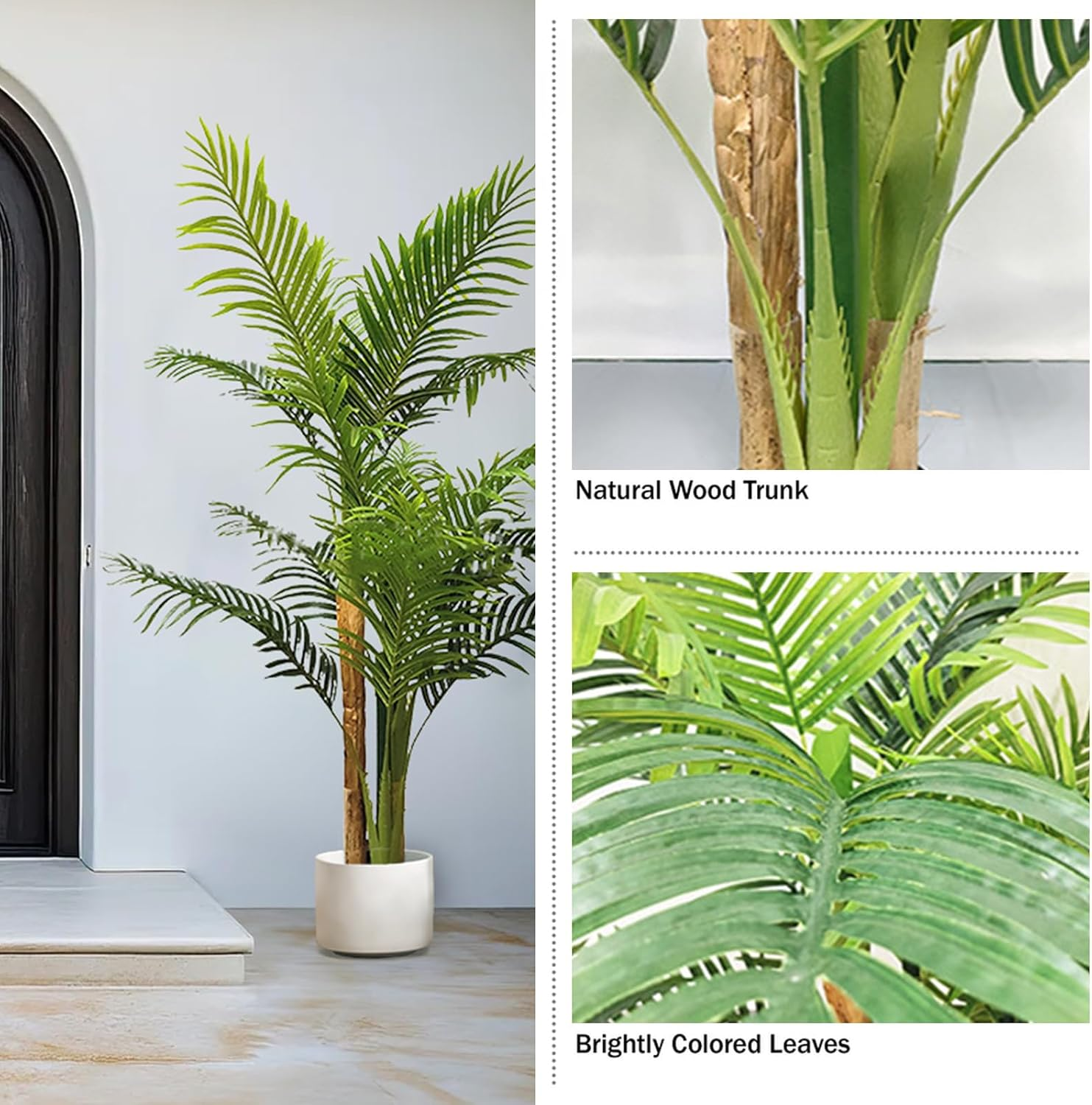 LUVAGD Artificial Palm Tree Sunflower Tree Greenery, Anti-Tilt Design, Ideal for Home and Office Indoor and Outdoor Decoration Choice (6.2Ft) image number 5